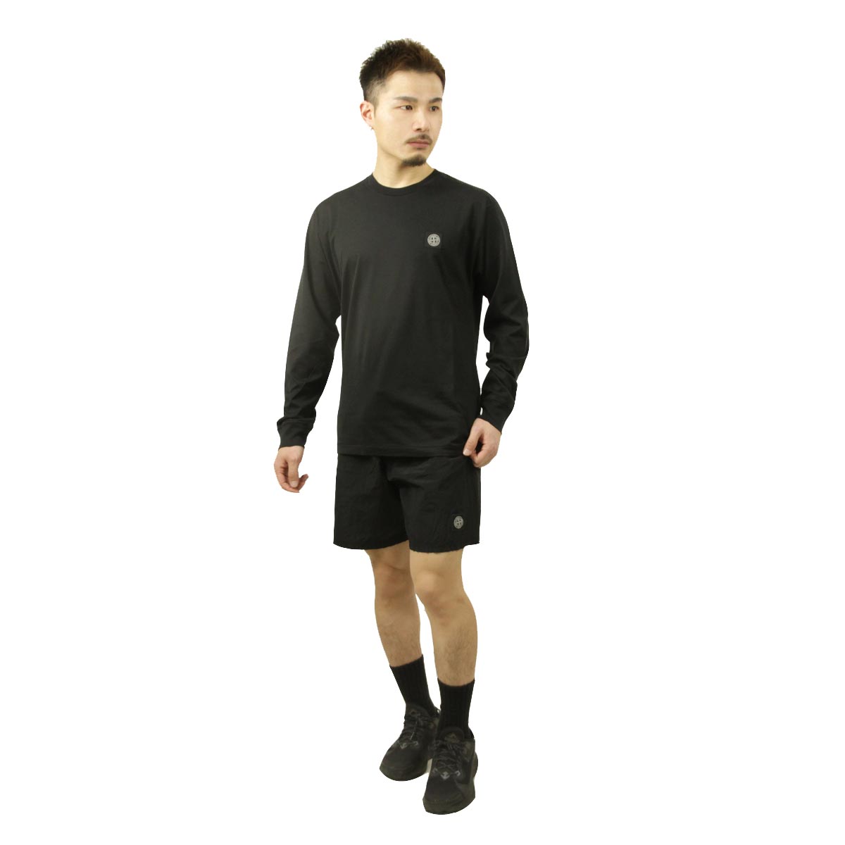 ���ȡ��󥢥����� ��� ĹµT����� ������ STONE ISLAND ���롼�ͥå� ���åȥ� ���� ����T STONE ISLAND 60/2 COTTON JERSEY LONG SLEEVE T-SHIRT K1S15 2100227 S0013 V0029 BLACK