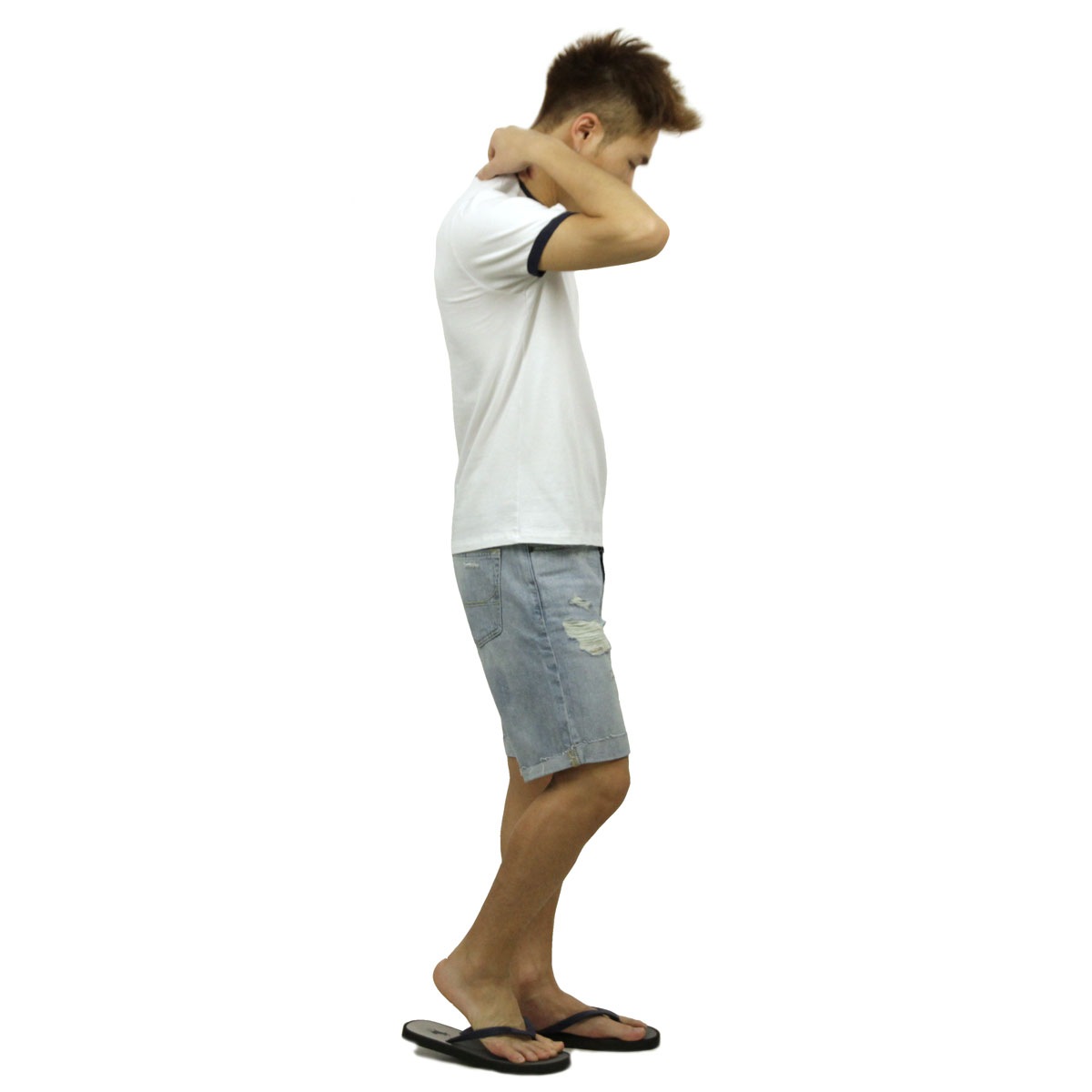 �ե�󥯥�� �ޡ������ T����� ��������Ź FRANKLIN��MARSHALL ȾµT����� ���롼�ͥå�  RINGER TEE WHITE TSMF192AM 45181 4015 A61B B1C C1D D1E E01F