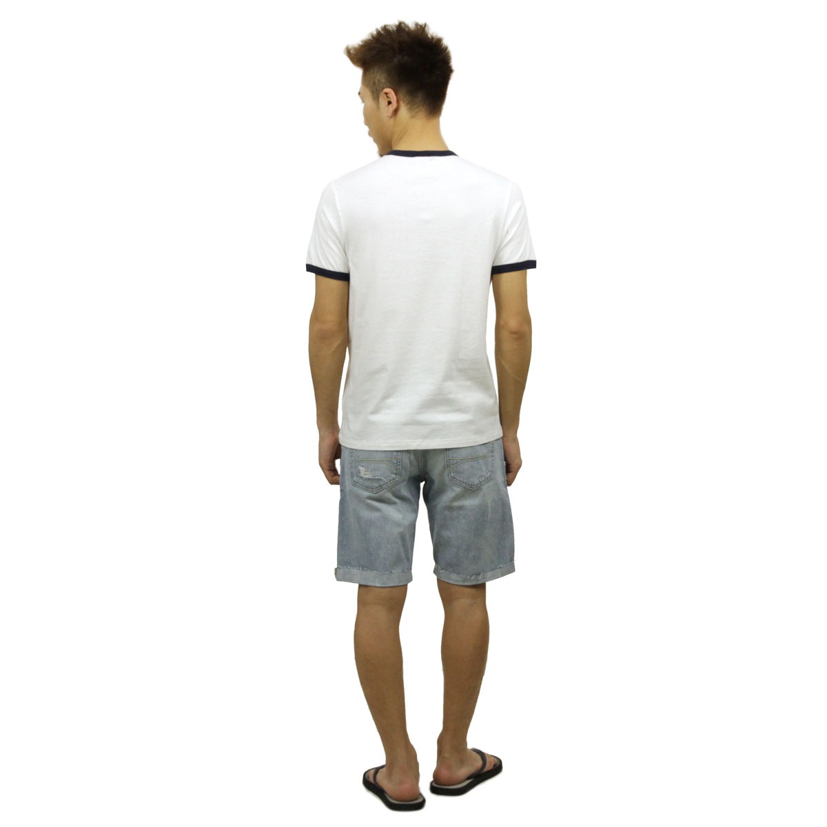 �ե�󥯥�� �ޡ������ T����� ��������Ź FRANKLIN��MARSHALL ȾµT����� ���롼�ͥå�  RINGER TEE WHITE TSMF192AM 45181 4015 A61B B1C C1D D1E E01F