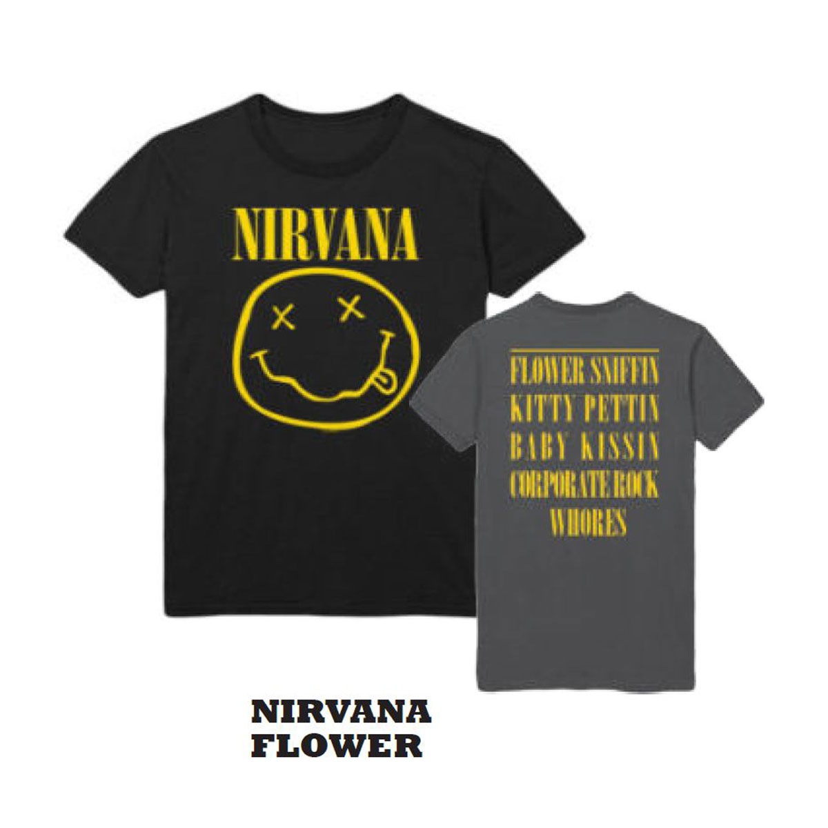 �ߥ塼���å��ƥ� ��� �Х��T����� ������ MUSIC TEE ���å�T����� �˥�������� SPLIT SMILE NIRVANA FLOWER MUSIC TEE