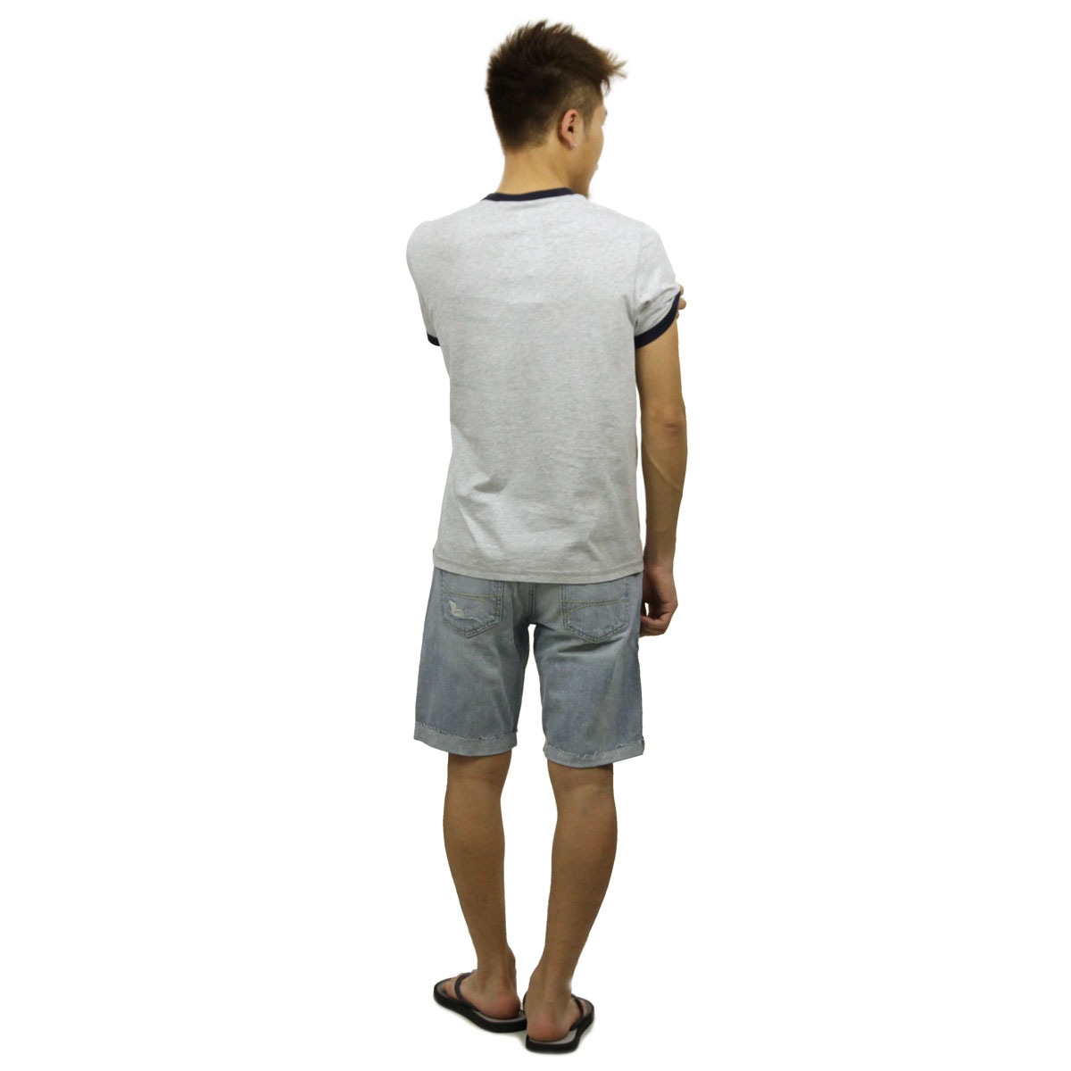 �ե�󥯥�� �ޡ������ T����� ��������Ź FRANKLIN��MARSHALL ȾµT����� ���롼�ͥå�  RINGER TEE LIGHT GREY MELANGE TSMF192AM 45181 4015 A61B B1C C1D D1E E02F