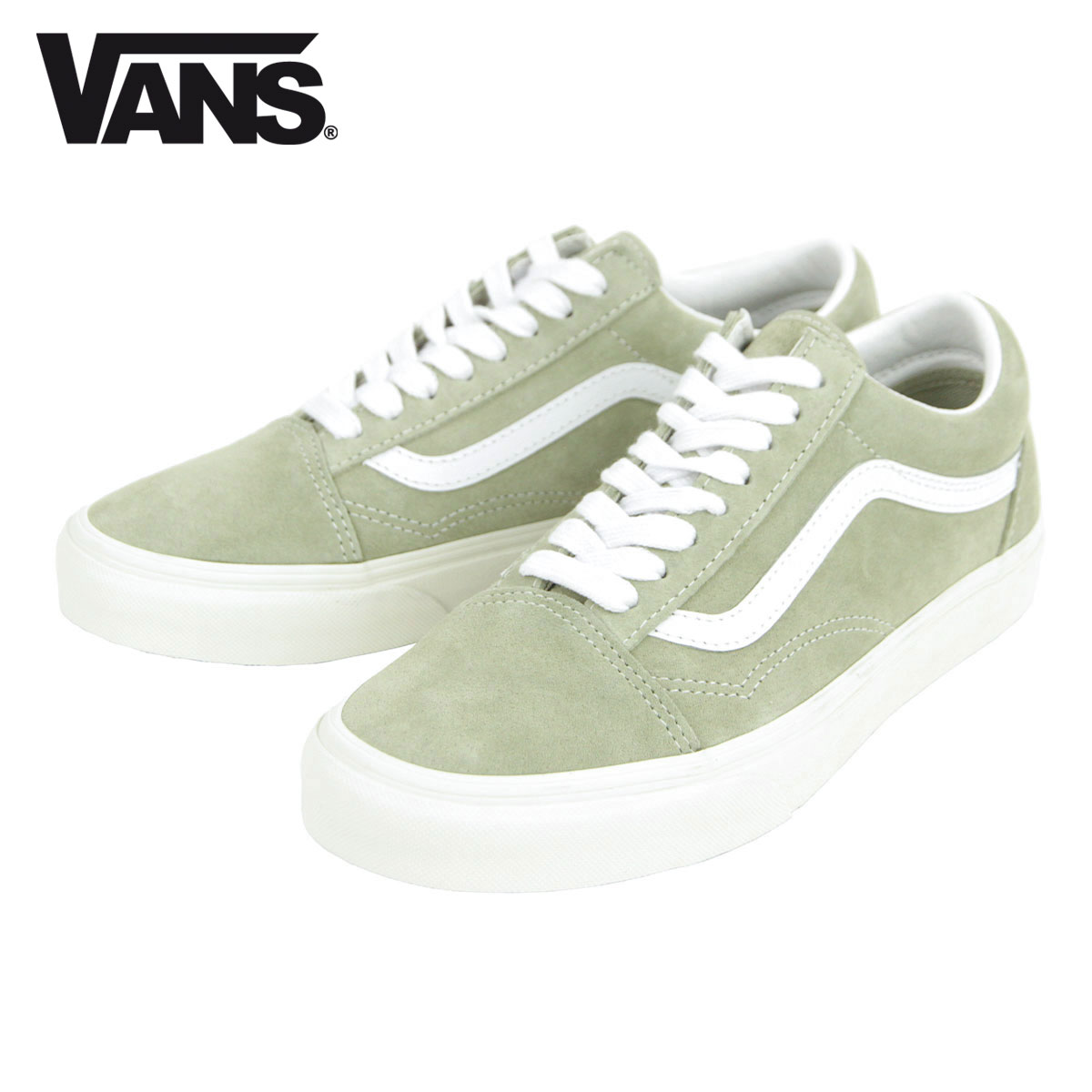 �Х� ������ɥ������� ��� ��������Ź VANS ���ˡ����� �ԥå��������� VANS OLD SKOOL (PIG SUEDE) MOSS GRAY/SNOW WHITE VN0A5KRFB32 A33B B1C C4D D2E E08F