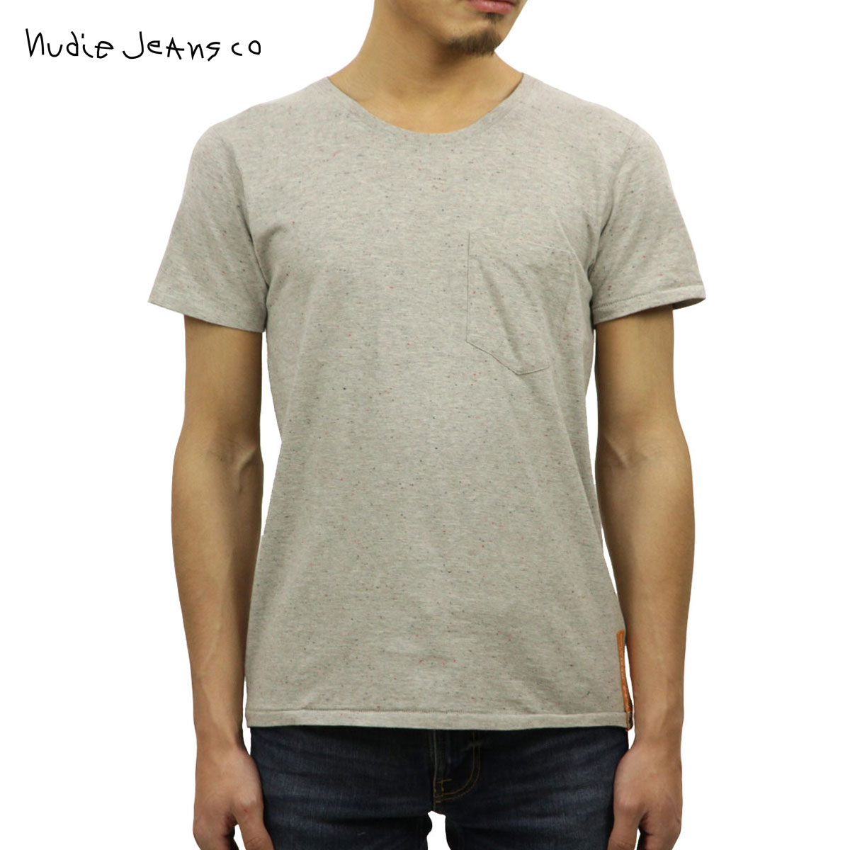 ̡ǥ T Ź Nudie Jeans ȾµT  Round Neck Org. Pocket Tee Grey melange B04 131244 4001