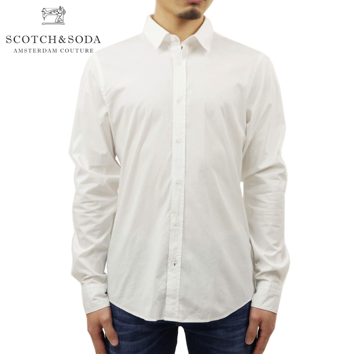 �����å�����ɥ����� ����� ��� ��������Ź SCOTCH��SODA �磻����� Ĺµ����� �ɥ쥹����� BASIC ORGANIC COTTON ELASTANE SLIM FIT SHIRTS 165316 0006 51451 00 WHITE A39B B1C C1D D6E E01F