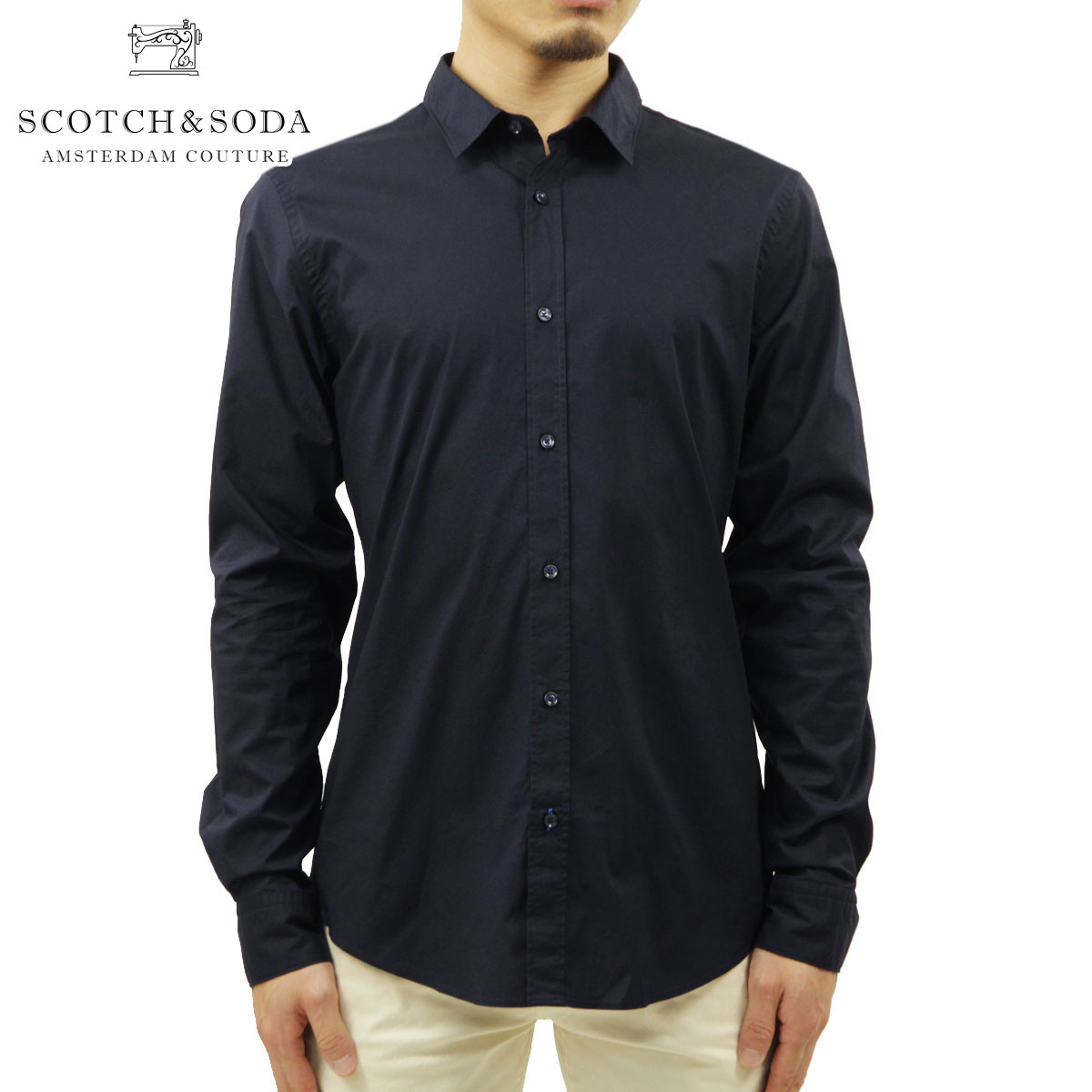�����å�����ɥ����� ����� ��� ��������Ź SCOTCH��SODA �磻����� Ĺµ����� �ɥ쥹����� BASIC ORGANIC COTTON ELASTANE SLIM FIT SHIRTS 165316 0002 51451 78 NIGHT A39B B1C C1D D6E E06F