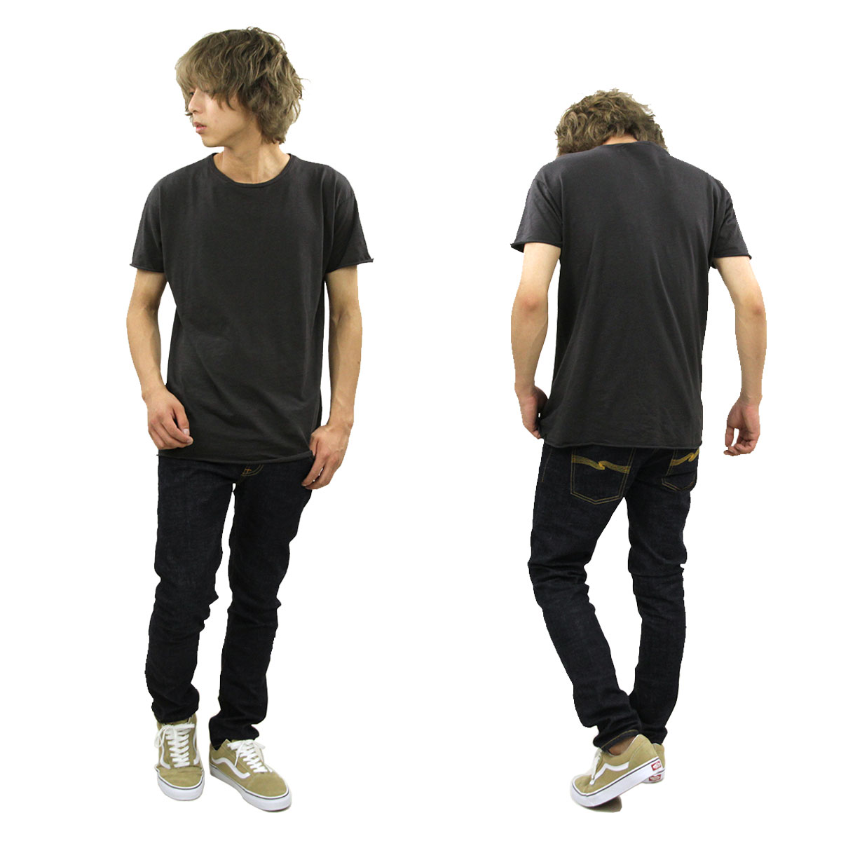 ̡ǥ T Ź Nudie Jeans ȾµT  Raw Hem T-Shirt Black 131274 A62B B1C C1D D1E E13F