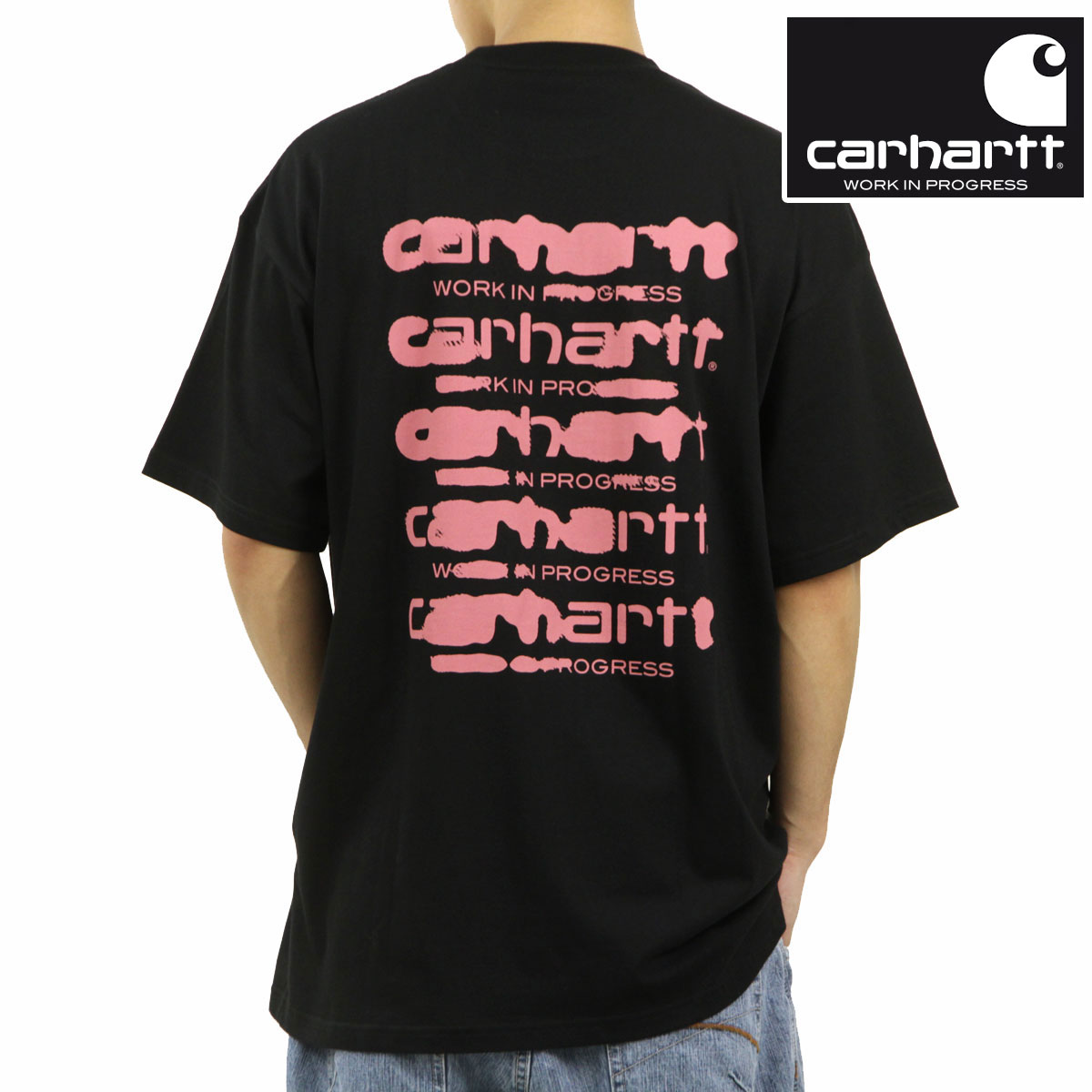 �����ϡ��� ��� ȾµT����� ������ CARHARTT WIP ���롼�ͥå� �Хå��ץ��� SHORT SLEEVE INK BLEED T-SHIRT BLACK / PINK I032878