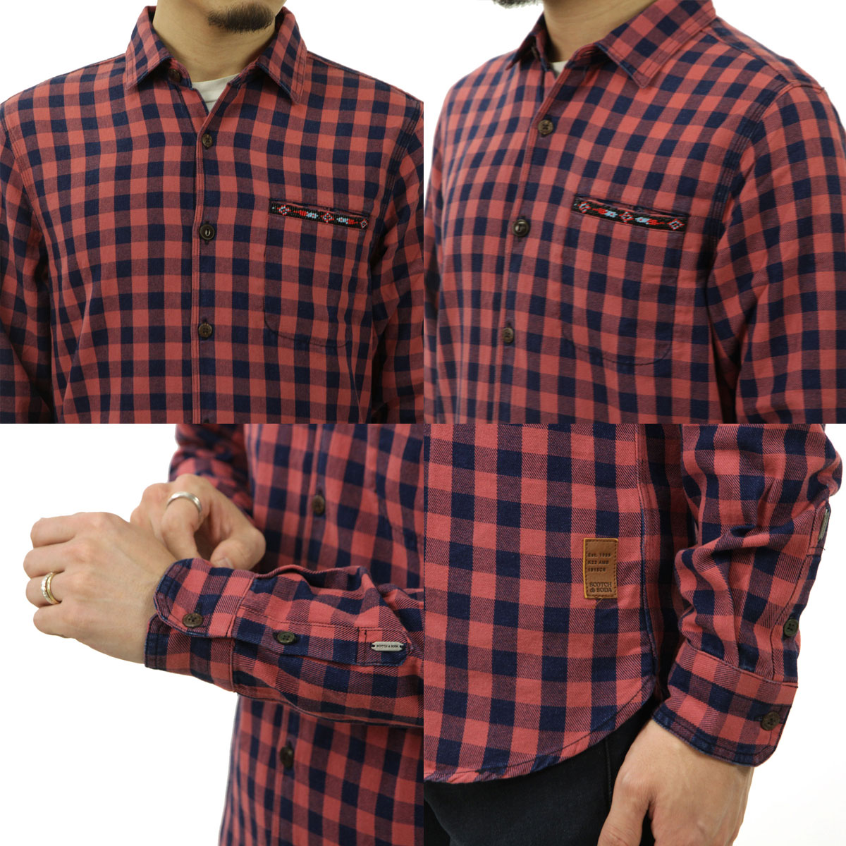 �����å�����ɥ����� ��� �����å������ ��������Ź SCOTCH��SODA �ܥ�������� Ĺµ����� WASHED INDIGO CHECK SHIRT COMBO A 165309 0217 51427 19