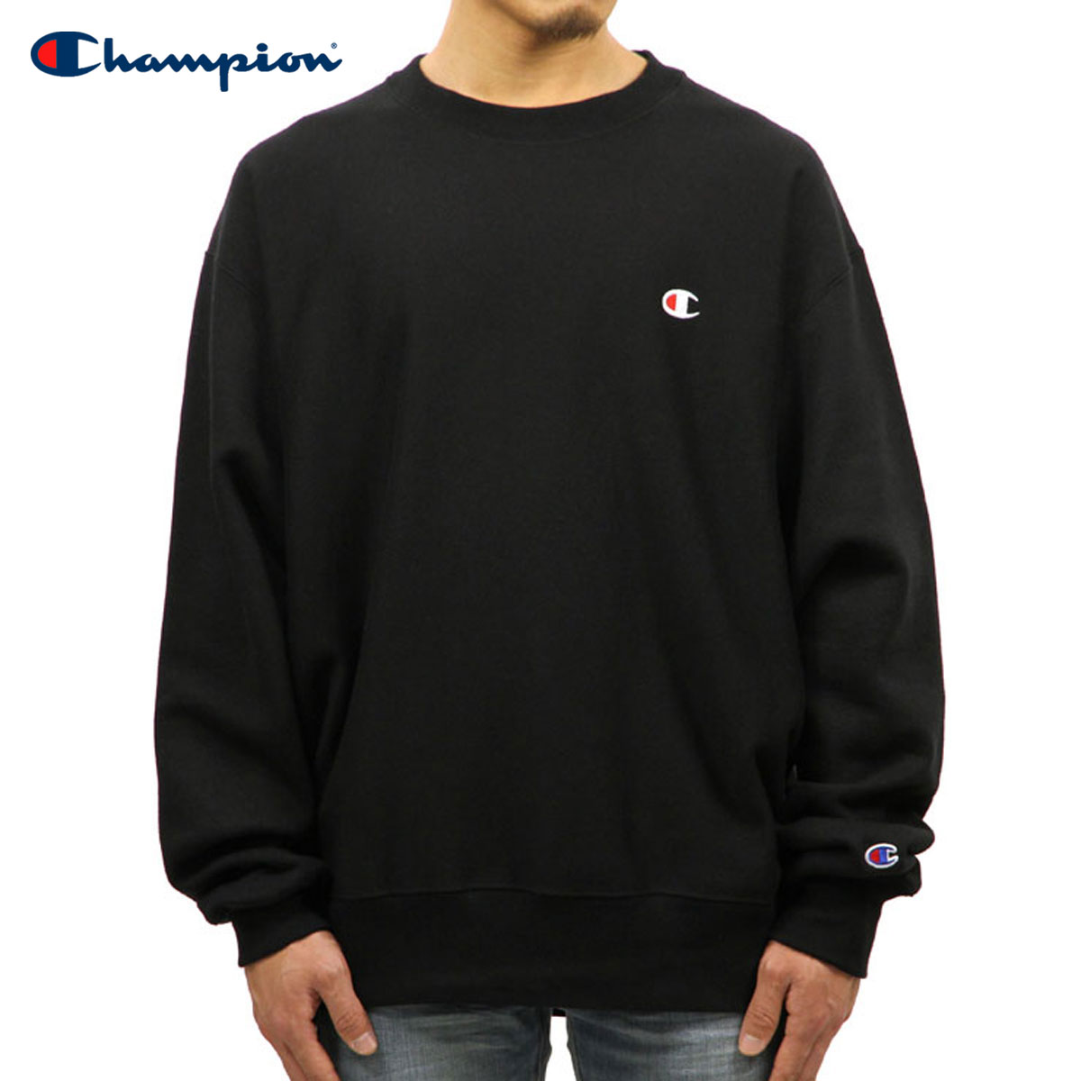 �����ԥ��� CHAMPION ������ ��� ��С����������� �������å� REVERSE WEAVE HEAVYWEIGHT 12oz CREW SWEAT GF70 BLACK AA4B B1C C1D D5E E13F