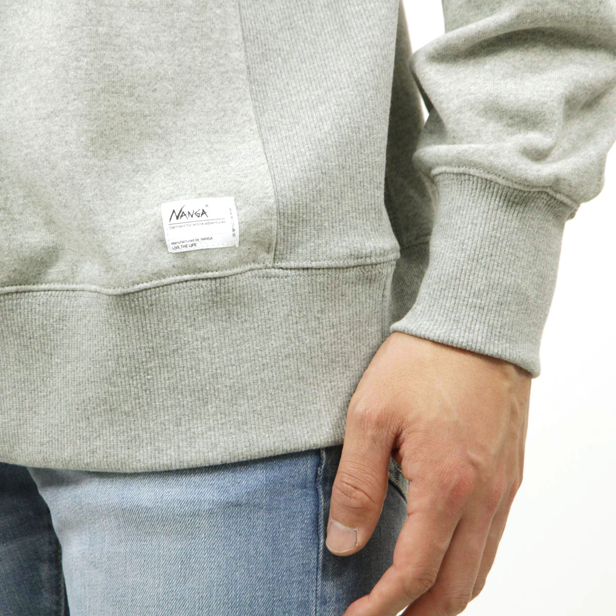 �ʥ� ��� �������å� ��������Ź NANGA ���롼�ͥå� Ĺµ �ȥ졼�ʡ� ECO HYBRID SWEATSHIRT L.GRY NW2241-1F220 LIGHT GREY