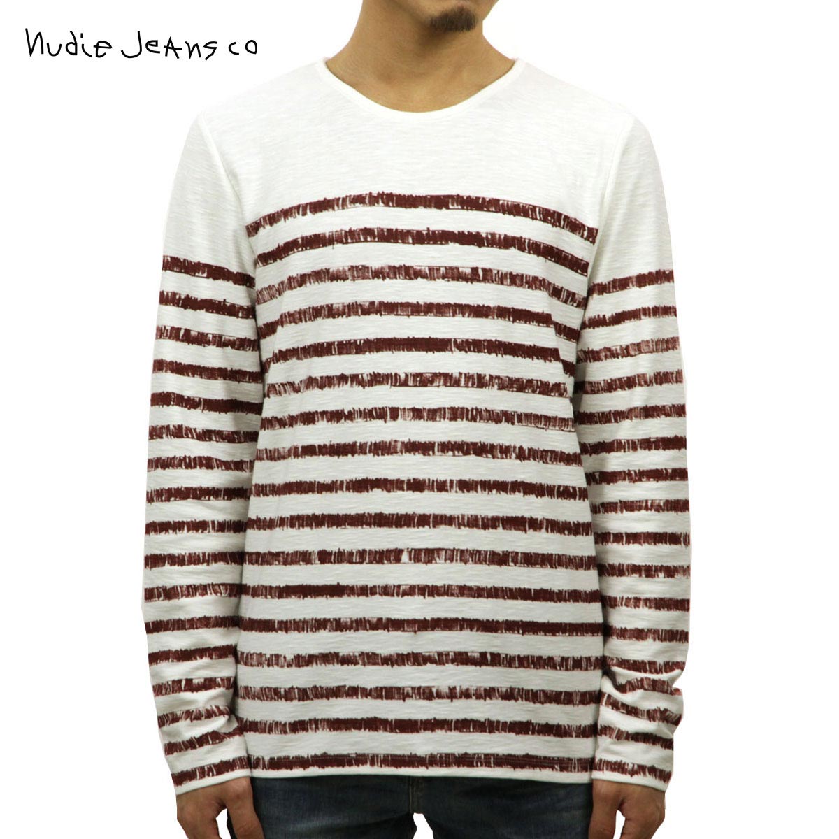 ̡ǥ T  Ź Nudie Jeans ĹµT LS T-shirt Org.Sketched Stripes
