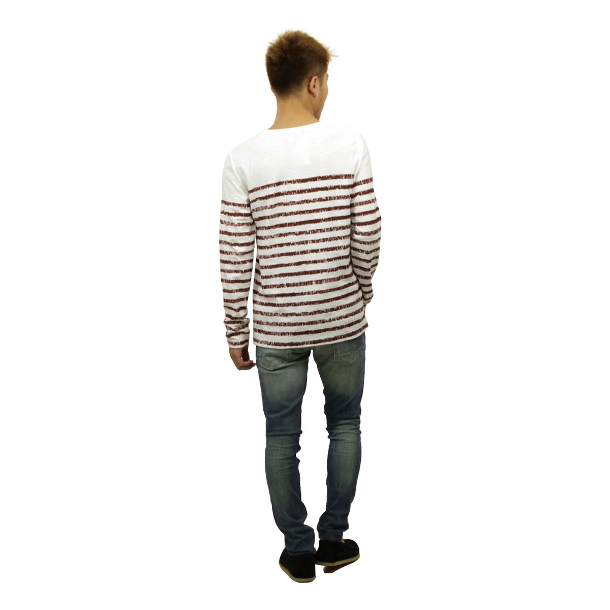 ̡ǥ T  Ź Nudie Jeans ĹµT LS T-shirt Org.Sketched Stripes