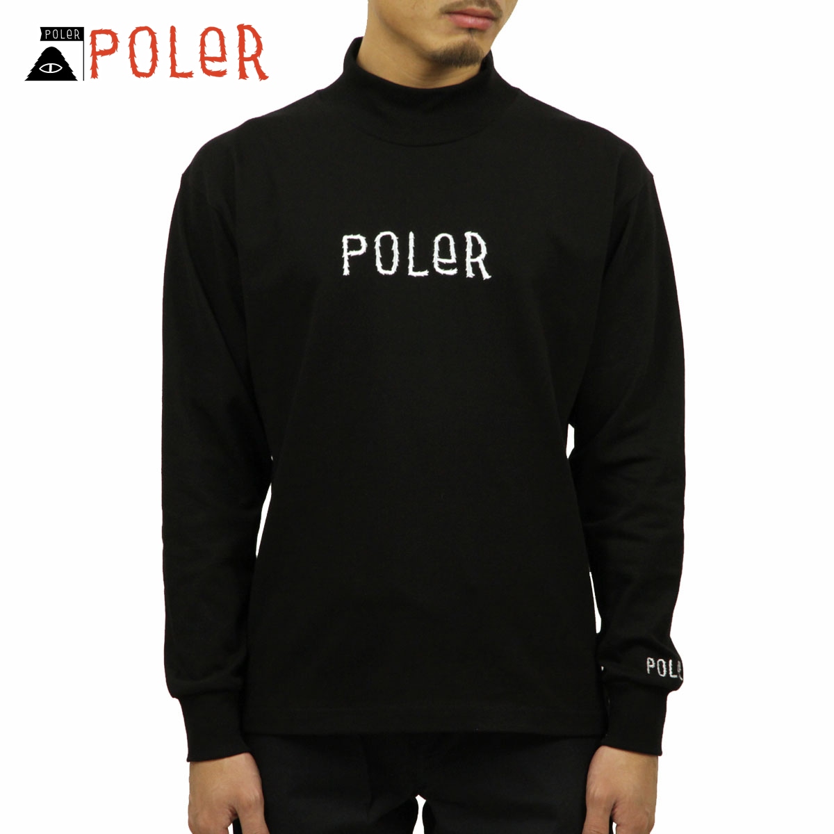 ݡ顼 T  Ź POLER ĹµT åͥå ϥͥåT 90'S FURRYFONT EMB MOCK NECK 2ND COLLECTION 18AW-POLER-007(B)BLK BLACK A79B B1C C1D D2E E13F