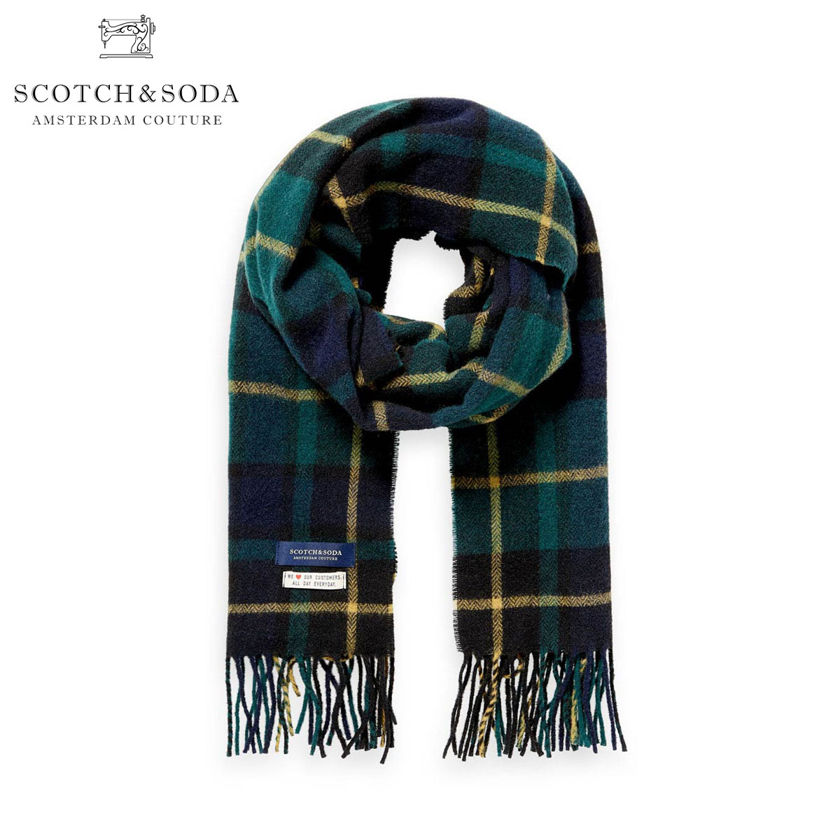 スコッチアンドソーダ マフラー 正規販売店 SCOTCH＆SODA CLASSIC WOOL-BLEND WOVEN CHECK SCARF ...