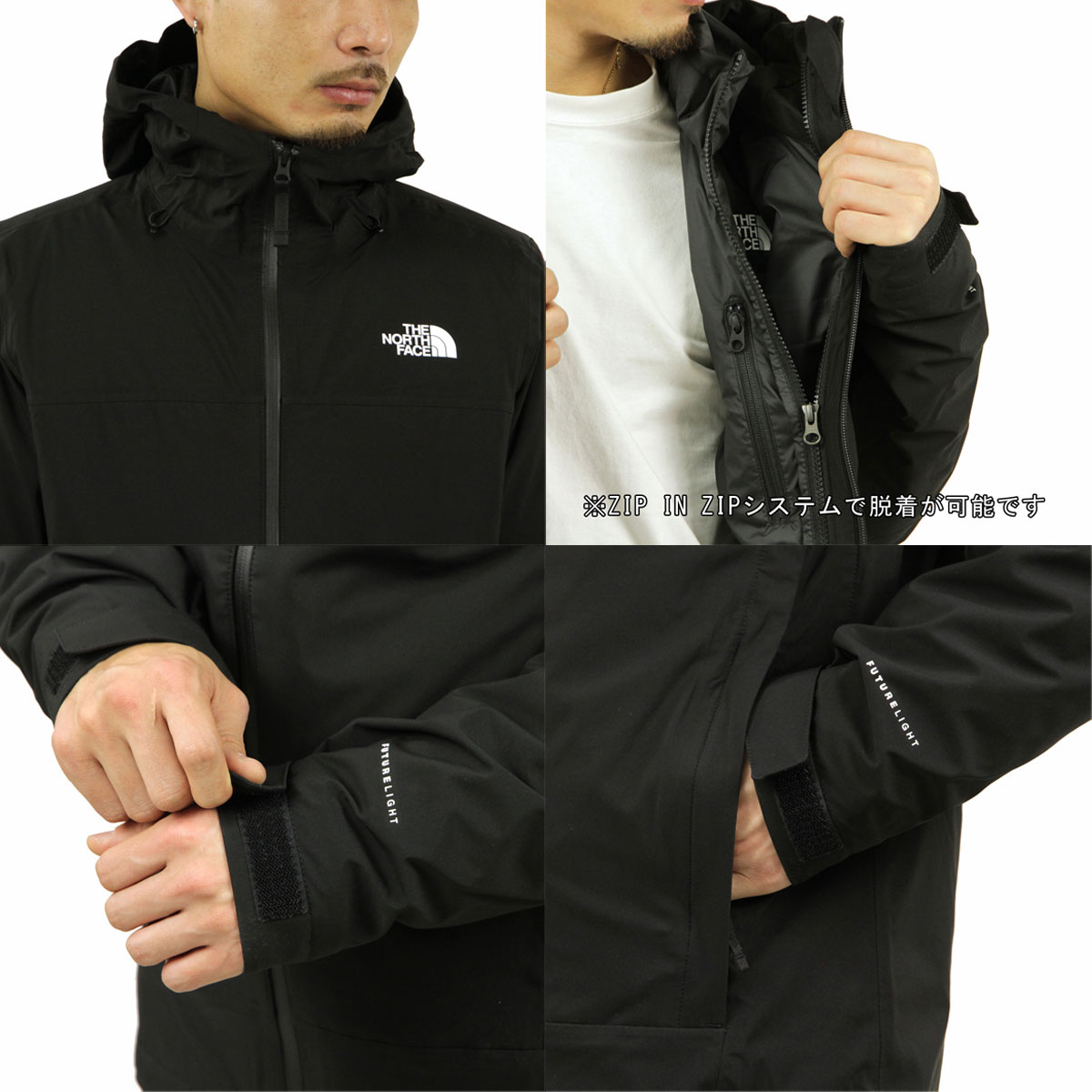 Ρե 㥱å   THE NORTH FACE ޥƥѡ  M MOUNTAIN LIGHT FL TRICLIMATE JACKET NF0A4R2I TNF BLK/TNF BLK A14B B1C C1D D4E E13F