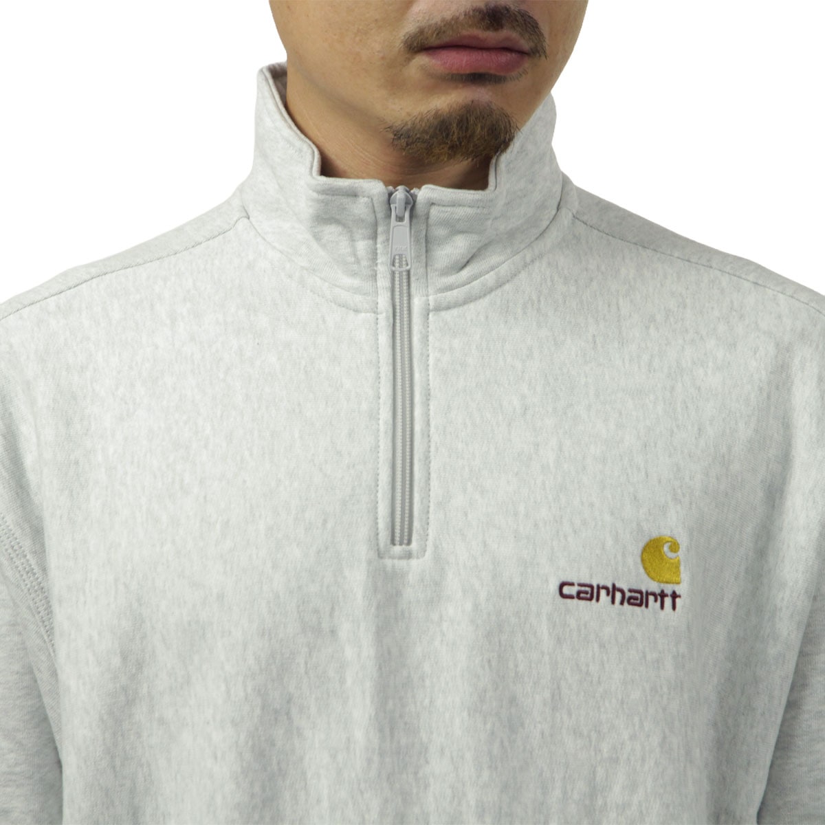 �����ϡ��� ��� �������å� ������ CARHARTT WIP ���� �ϡ��ե��å� �ȥ졼�ʡ� HALF ZIP AMERICAN SCRIPT SWEAT ASH HEATHER I027014 482XX