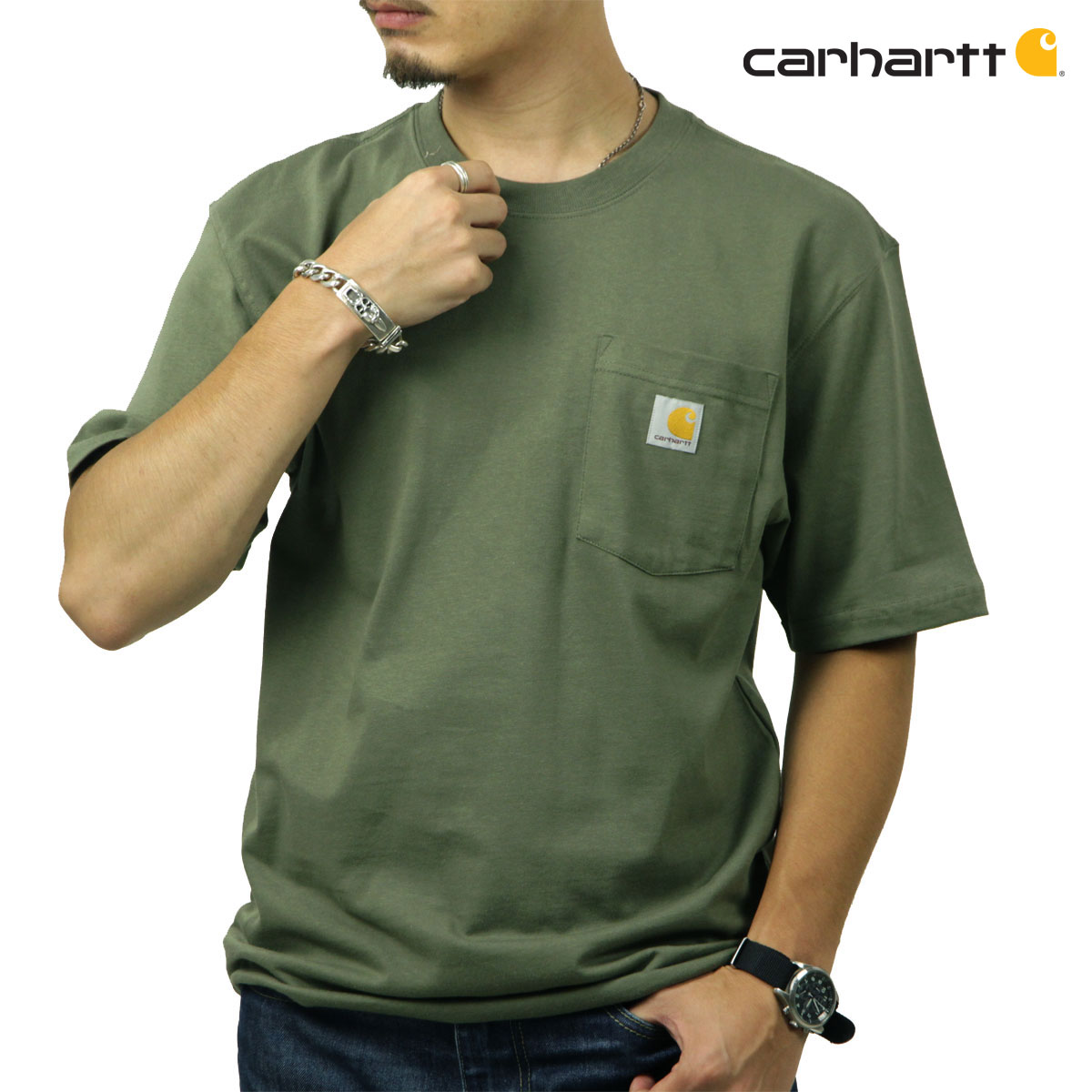 �����ϡ��� ��� ȾµT����� ������ CARHARTT ���롼�ͥå� ���� �ݥ�T WORKWEAR POCKET SHORT-SLEEVE T-SHIRT K87 DOV DUSTY OLIVE A11B B1C C1D D1E E08F