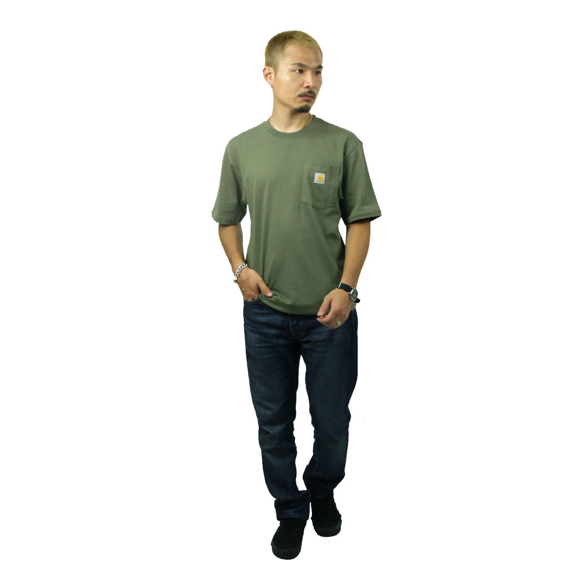 �����ϡ��� ��� ȾµT����� ������ CARHARTT ���롼�ͥå� ���� �ݥ�T WORKWEAR POCKET SHORT-SLEEVE T-SHIRT K87 DOV DUSTY OLIVE A11B B1C C1D D1E E08F