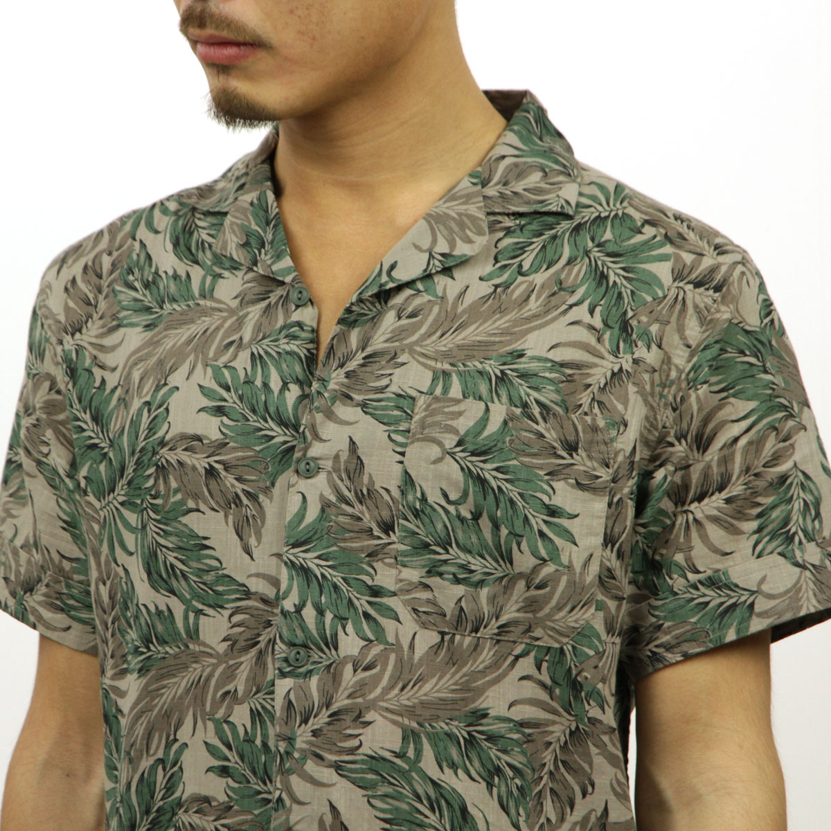 ʥå ANERKJENDT Ź  Ⱦµߥ ץ󥫥顼 SHORT SLEEVE OPEN COLLARED SHIRT DUSKY GREEN 9219046 4026 A81B B1C C1D D6E E08F