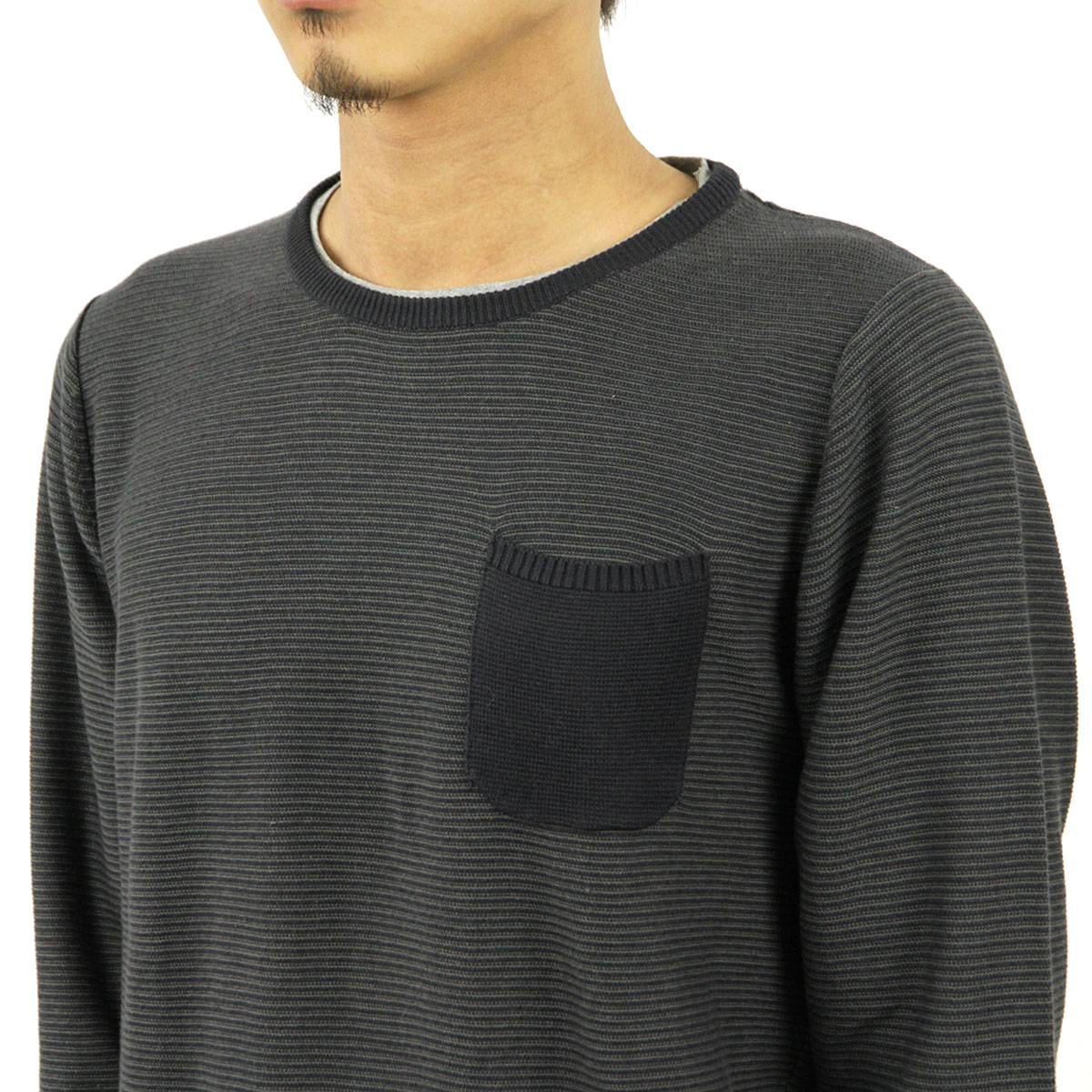 �Ρ��������� ����T ��� ��������Ź NO EXCESS ĹµT����� PULLOVER R-NECK STRIPES KNIT 230823 23 dk grey D15S25