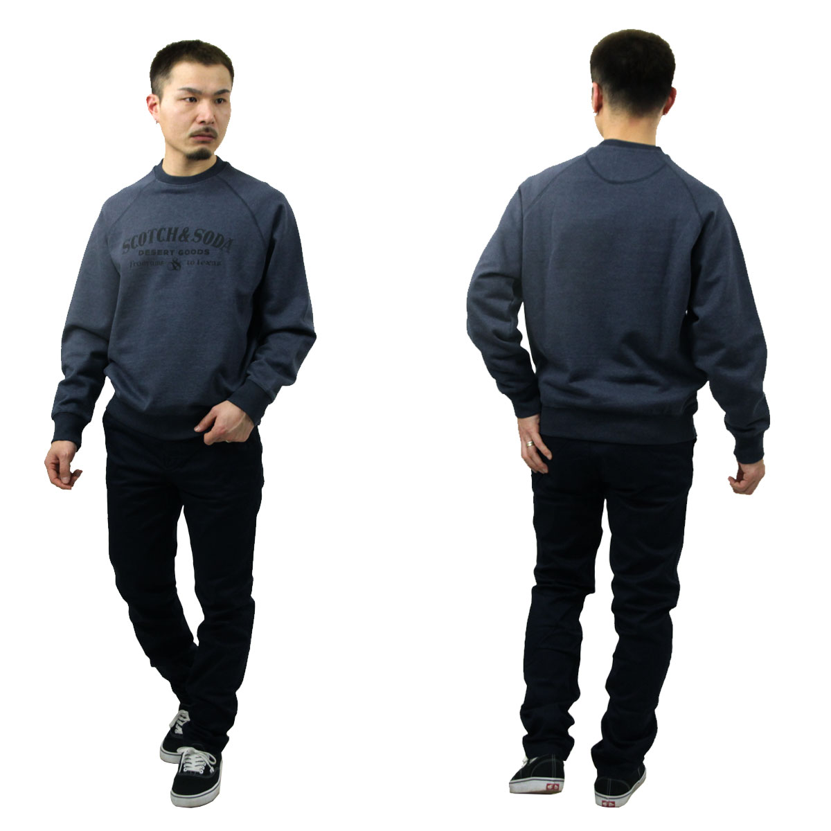 �����å�����ɥ����� ��� �������å� ��������Ź SCOTCH&SODA �ȥ졼�ʡ� Ĺµ ���롼�ͥå� FRONT ARTWORK RELAXED FIT FLEECE SWEAT SHIRT CARBON MELANGE (NAVY) 182316 021 54406 76 A39B B1C C1D D5E E06F