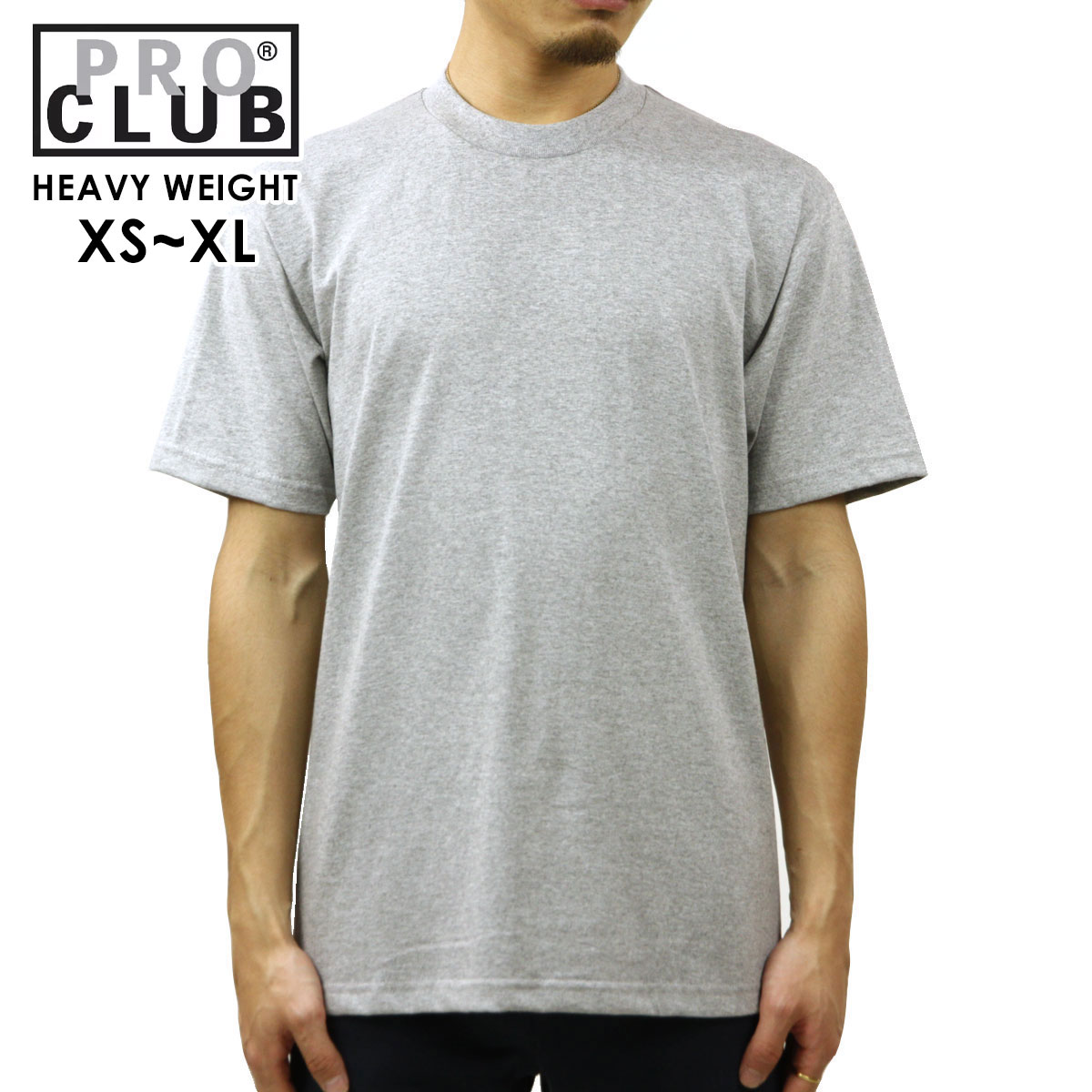 ץ T   PROCLUB ȾµT 롼ͥåT HEAVY WEIGHT COTTON SHORT SLEEVE CREW NECK T-SHIRT HEATHER GREY #101  礭 AB6B B1C C1D D1E E02F