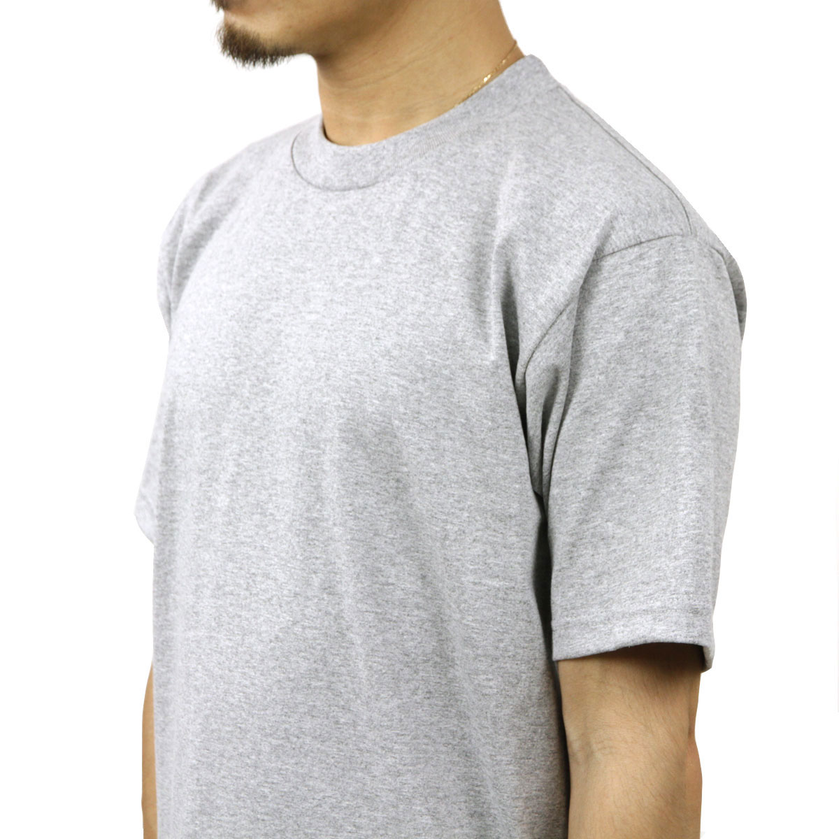 ץ T   PROCLUB ȾµT 롼ͥåT HEAVY WEIGHT COTTON SHORT SLEEVE CREW NECK T-SHIRT HEATHER GREY #101  礭 AB6B B1C C1D D1E E02F