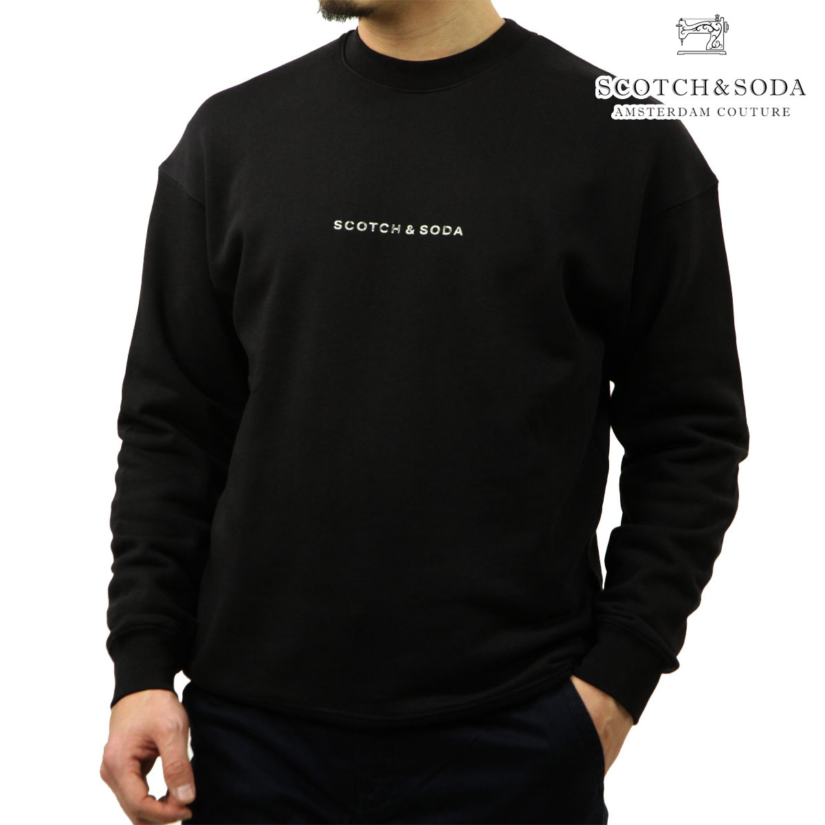 �����å�����ɥ����� ��� �������å� ��������Ź SCOTCH&SODA �ȥ졼�ʡ� Ĺµ ���롼�ͥå� ���� CORE��LOGO FRONT CHEST FLEECE SWEAT SHIRT BLACK 179195 001 53802 08 A39B B1C C1D D5E E13F