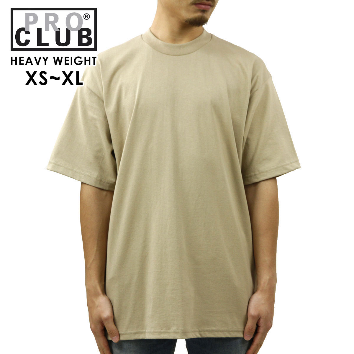 ץ T   PROCLUB ȾµT 롼ͥåT HEAVY WEIGHT COTTON SHORT SLEEVE CREW NECK T-SHIRT KHAKI #101  礭 AB6B B1C C1D D1E E05F