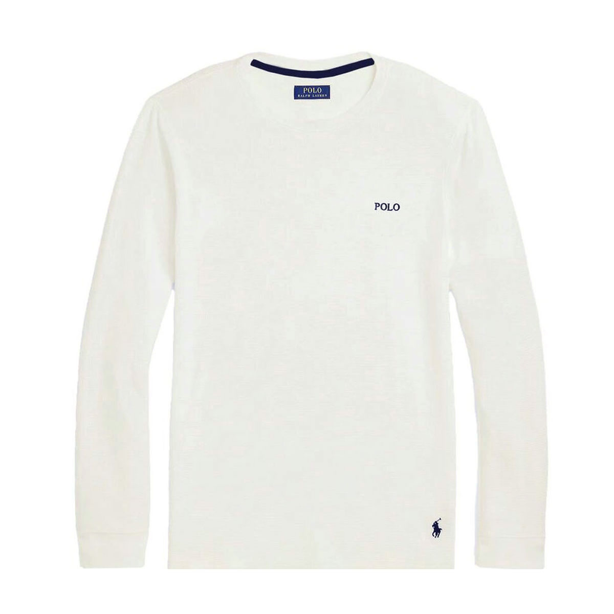 �ݥ� ���ե������ ��� ĹµT����� ������ POLO RALPH LAUREN �����ޥ�T����� ��åե����� ����T FOLDED WAFFLE LONG SLEEVE CREE TEE T-SHIRT PWLC2 WHITE / CRUISE NAVY LOGO