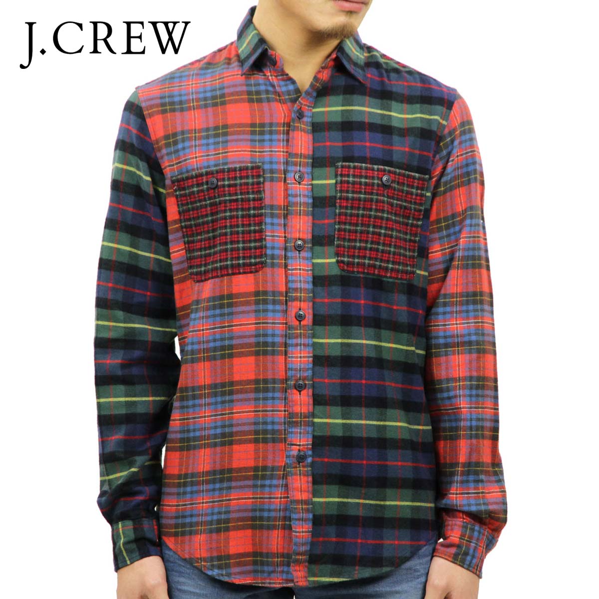���������롼 J.CREW ������ ��� �ܥ�������� Ĺµ�ͥ륷��� SLIM MIXED FLANNEL SHIRT H2110 HOLIDAY PLAID A38B B1C C1D D6E E08F