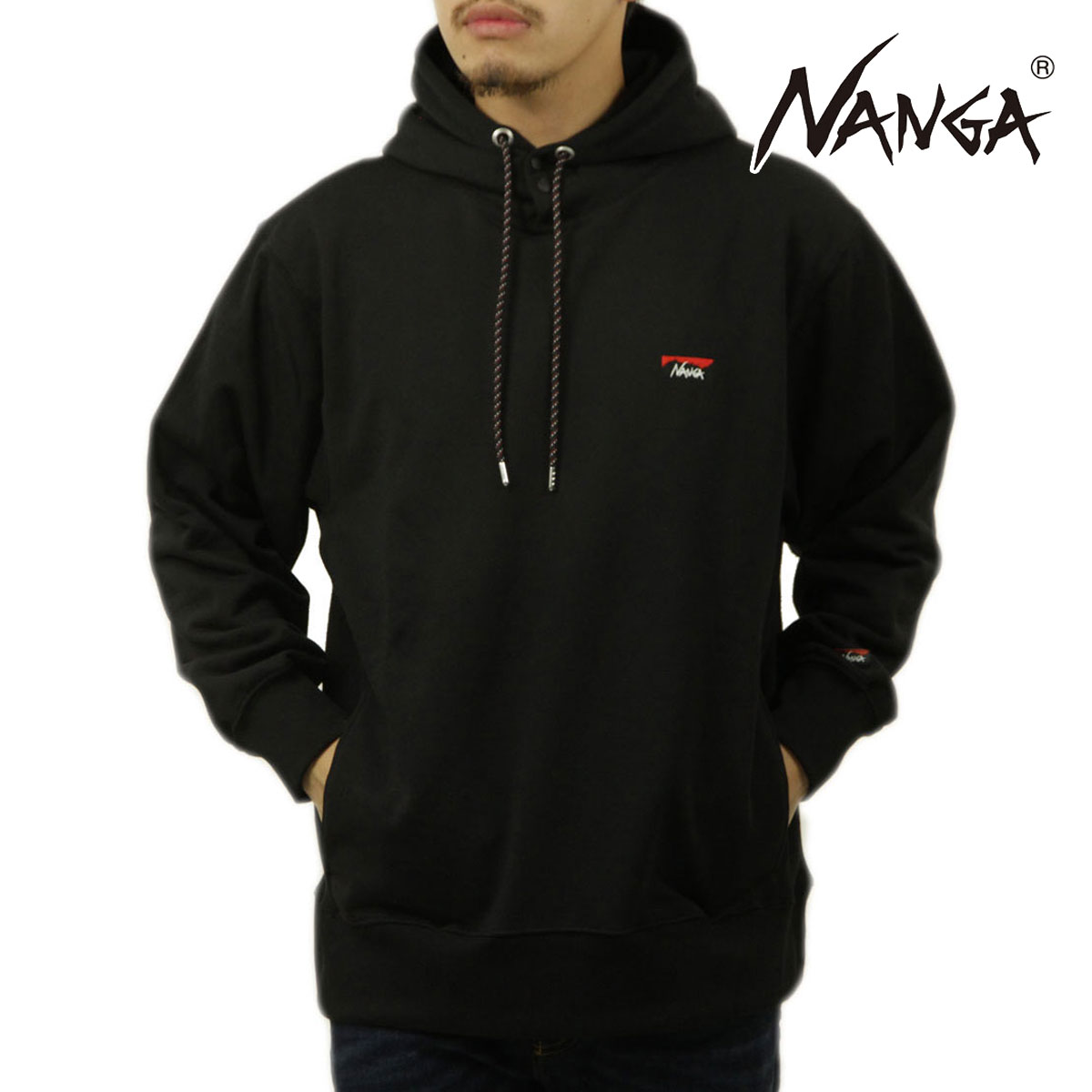 �ʥ� ��� �ѡ����� ��������Ź NANGA �ץ륪���С� ���� �ա��ǥ��� ECO HYBRID MINI BOX LOGO EMBROIDERY SWEAT HOODIE NW2441-1F014 P.BLK BLACK