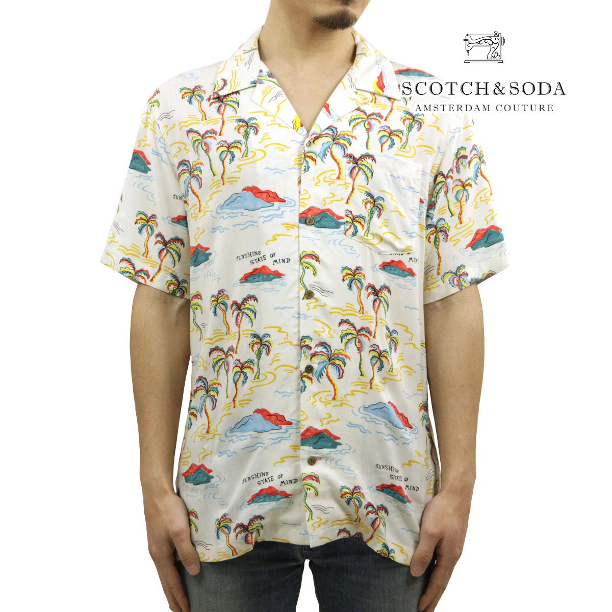 �����å�����ɥ����� ��� Ⱦµ����� ��������Ź SCOTCH��SODA ���ߥ���� �����ϥ���� SHORT SLEEVED PRINTED CAMP SHIRT 171643 5739 72406 90 WHTPLLA A39B B1C C1D D6E E01F