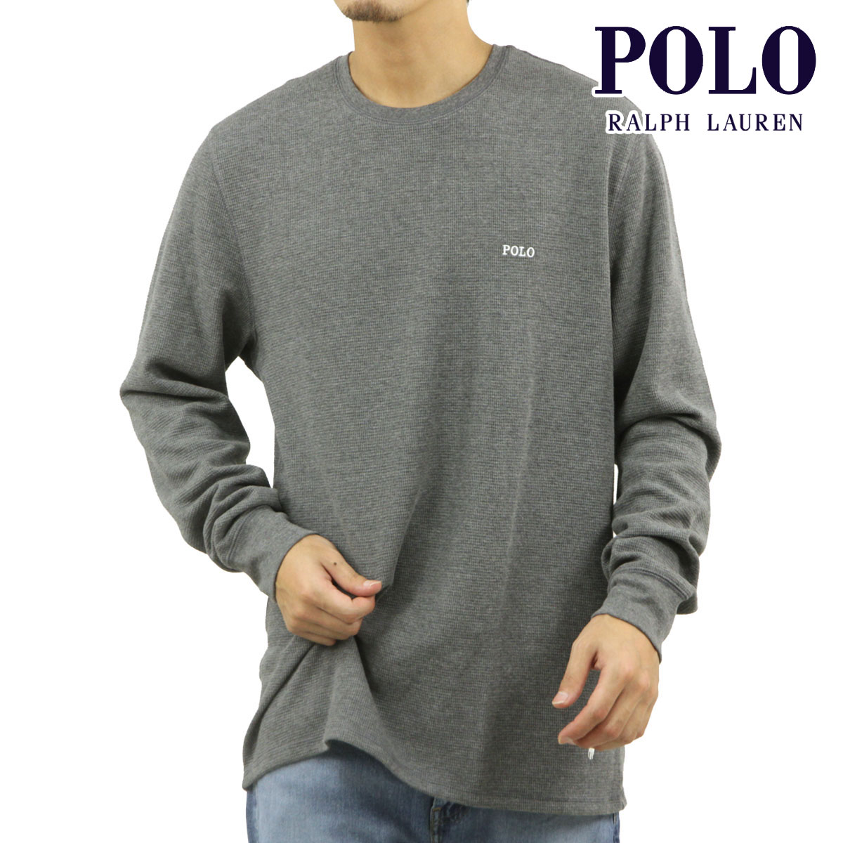 �ݥ� ���ե������ ��� ĹµT����� ������ POLO RALPH LAUREN �����ޥ�T����� ��åե����� ����T FOLDED WAFFLE LONG SLEEVE CREE TEE T-SHIRT PWLC2 ANDOVER HEATHER / POLO BLACK LOGO