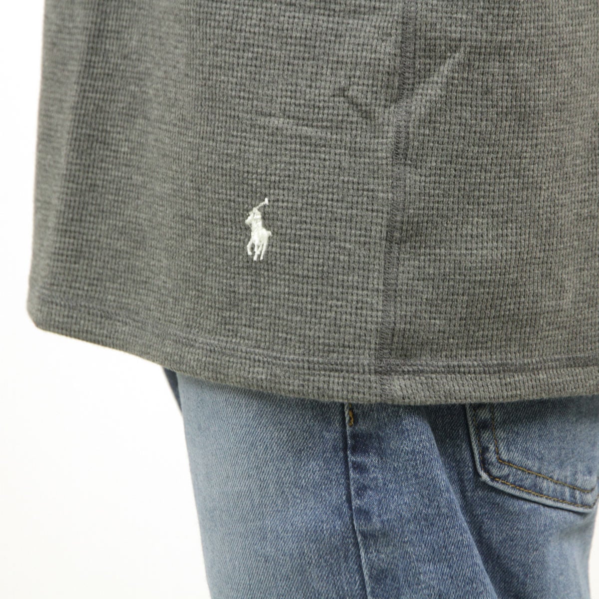 �ݥ� ���ե������ ��� ĹµT����� ������ POLO RALPH LAUREN �����ޥ�T����� ��åե����� ����T FOLDED WAFFLE LONG SLEEVE CREE TEE T-SHIRT PWLC2 ANDOVER HEATHER / POLO BLACK LOGO