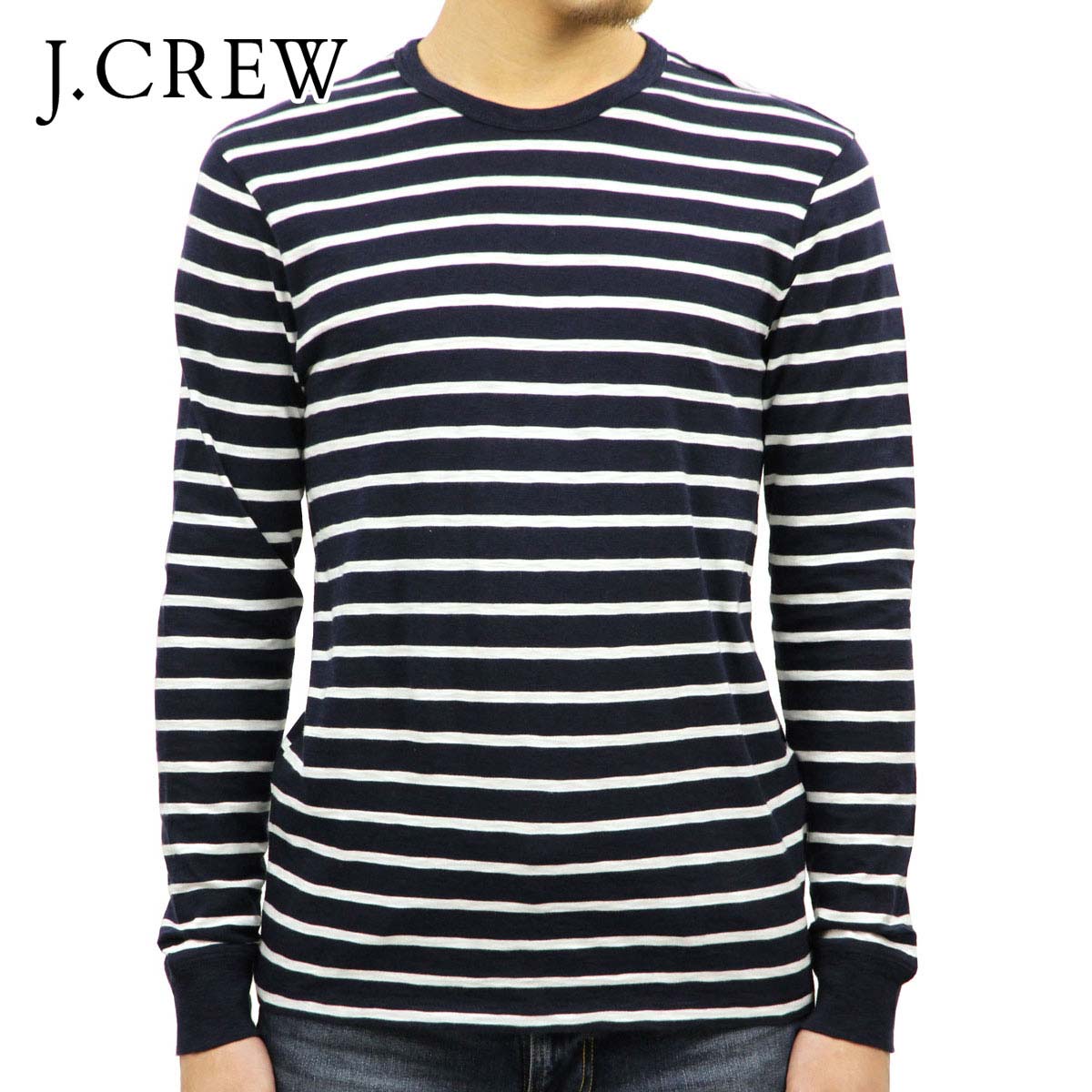 ���������롼 T����� ����T ��� ������ J.CREW �ܡ����� ĹµT����� LONG-SLEEVE DECK-STRIPED TEXTURED COTTON T-SHIRT C7931 VINTAGE NAVY WHITE