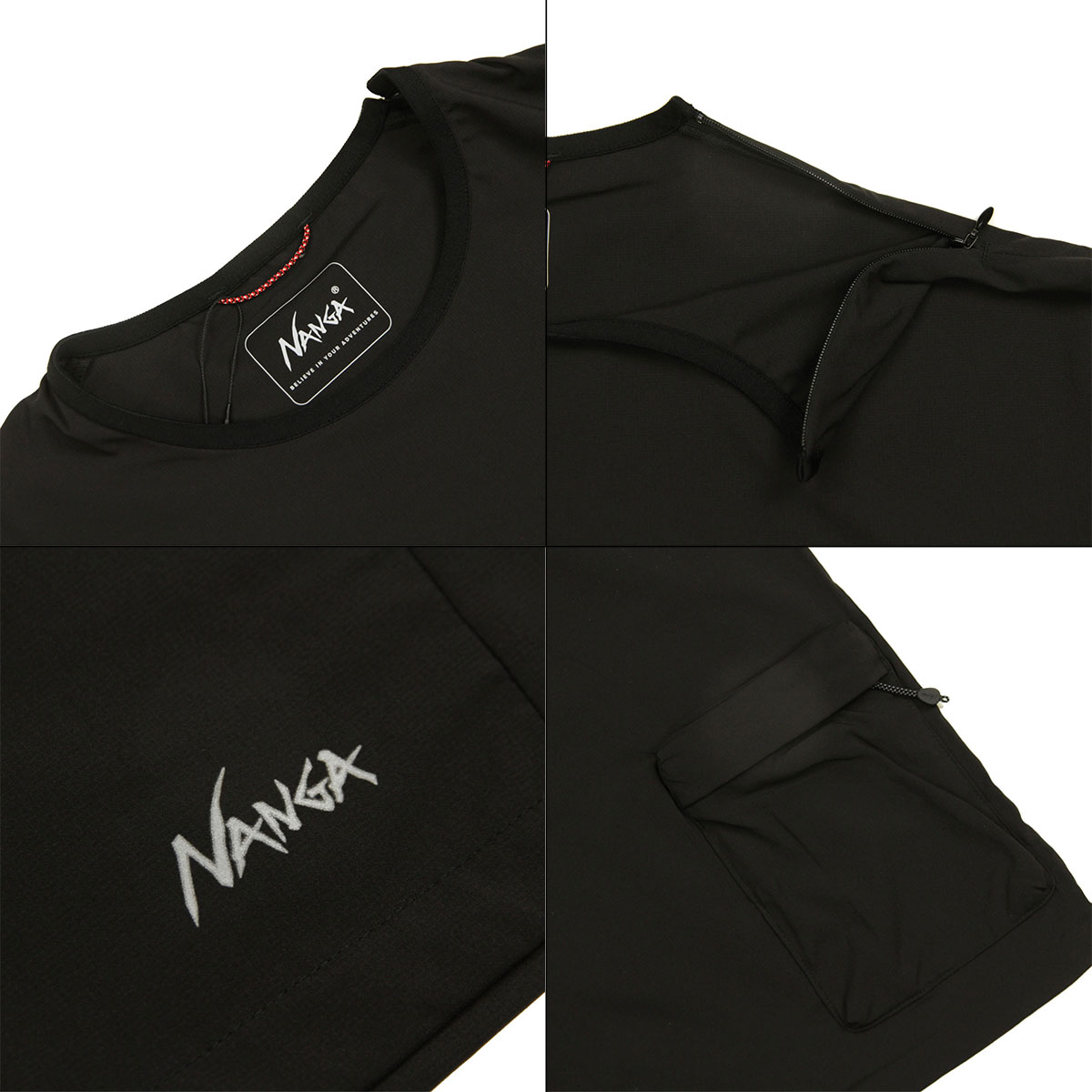 �ʥ� ��� ȾµT����� ��������Ź NANGA ���롼�ͥå� �ȥåץ� ����ץ� ���� PLC EXCURSION TEE BLK BLACK N2500-1P403A