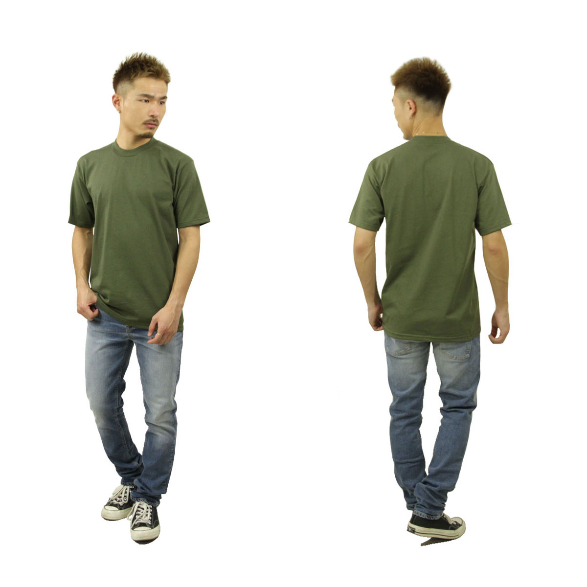 ץ T   PROCLUB ȾµT 롼ͥåT HEAVY WEIGHT COTTON SHORT SLEEVE CREW NECK T-SHIRT OLIVE #101  礭 AB6B B1C C1D D1E E08F