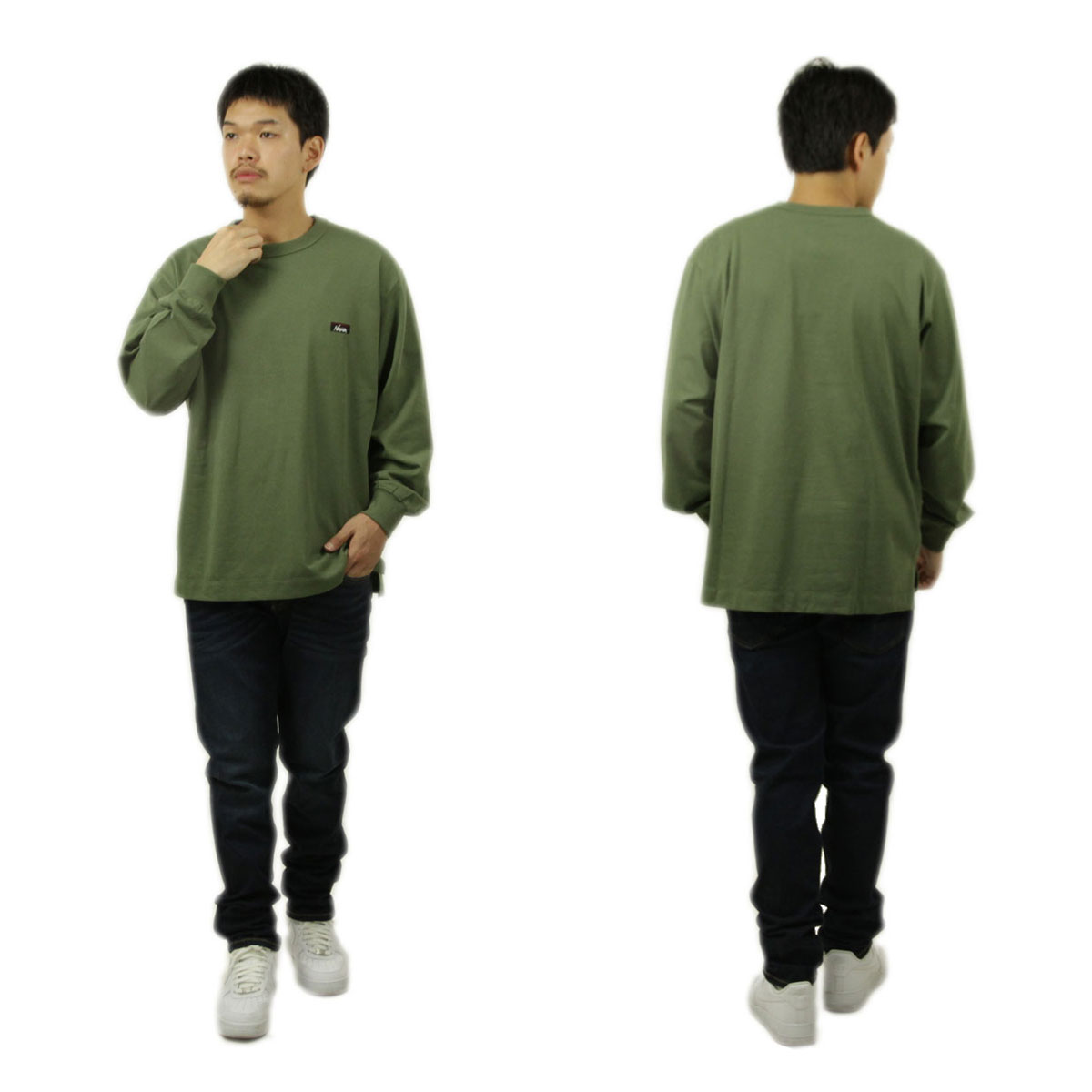 �ʥ� ��� ĹµT����� ��������Ź NANGA ���롼�ͥå� ���� ����T ECO HYBRID BOX LOGO EMBROIDERY LONG SLEEVE TEE BLK NW2411-1G803-A GRN GREEN