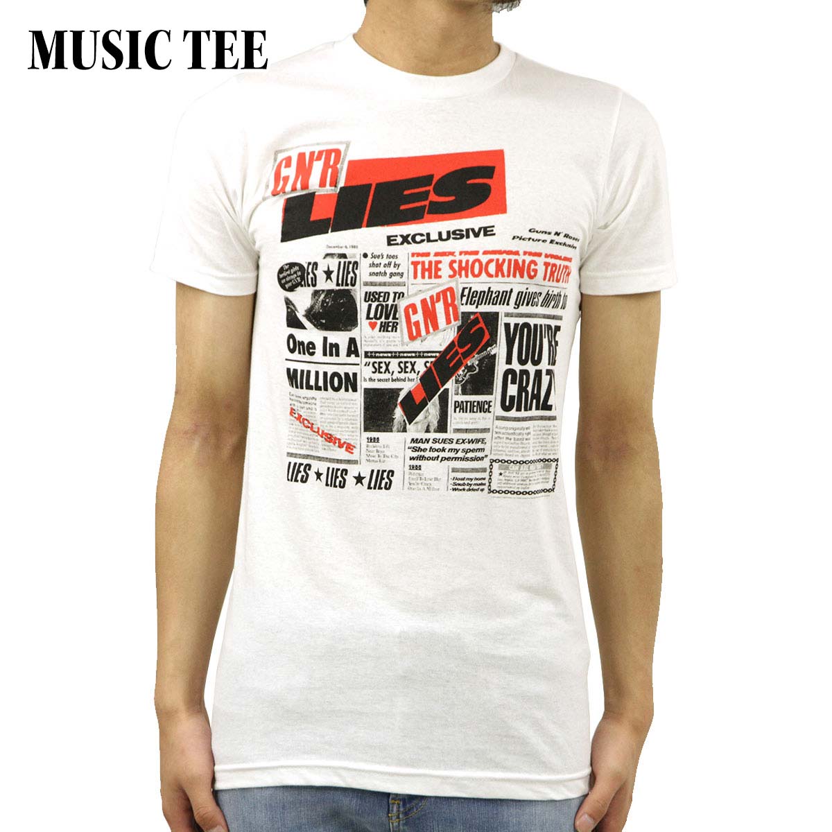 �ߥ塼���å��ƥ� �Х��T����� ��� ������ MUSIC TEE ���å�T����� ȾµT����� ���󥺡�����ɡ��������� GUNS N' ROSES LIES MUSIC TEE AB5B B1C C1D D1E E01F