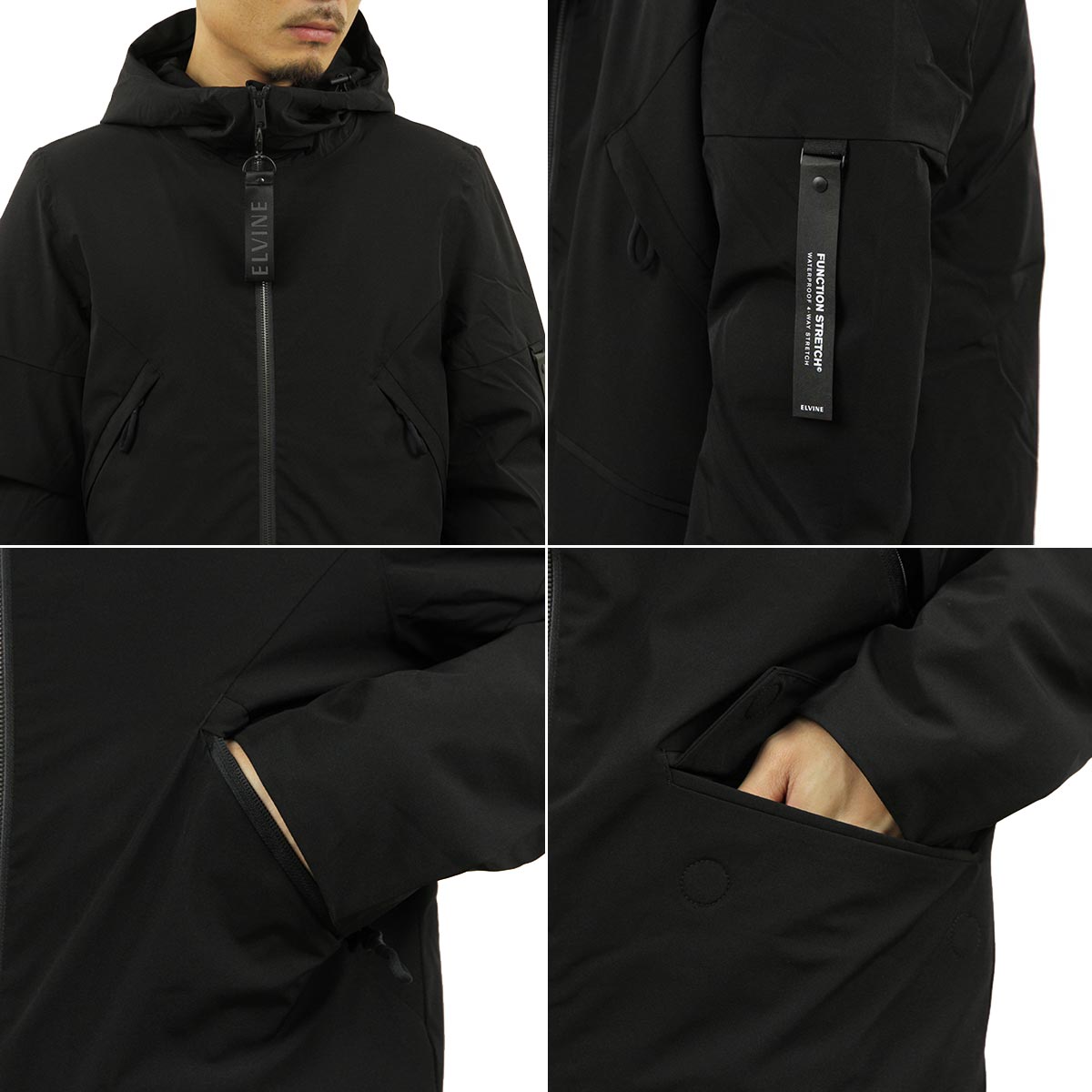 ����Х��� �������� ��� ��������Ź elvine ���㥱�å� �ʥ����󥸥㥱�å� COLE NYLON JACKET FUNCTION STRETCH 193004 110 BLACK A91B B1C C1D D4E E13F