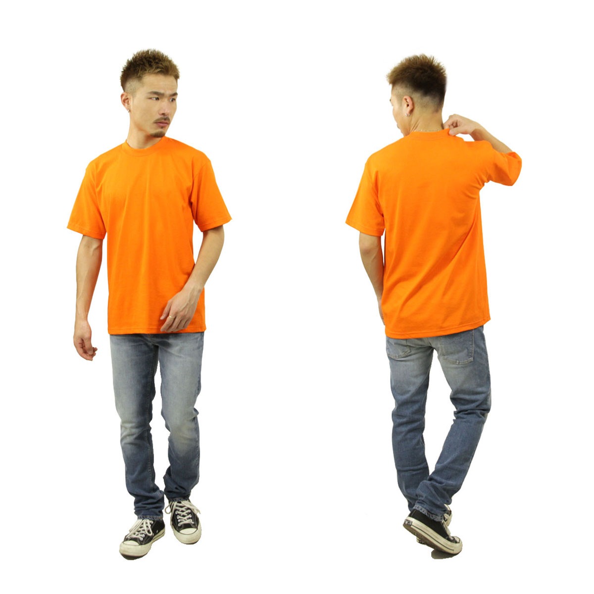 �ץ������ T����� ��� ������ PROCLUB ȾµT����� ���롼�ͥå�T����� HEAVY WEIGHT COTTON SHORT SLEEVE CREW NECK T-SHIRT ORANGE TANGERINE #101  �礭�������� AB6B B1C C1D D1E E10F