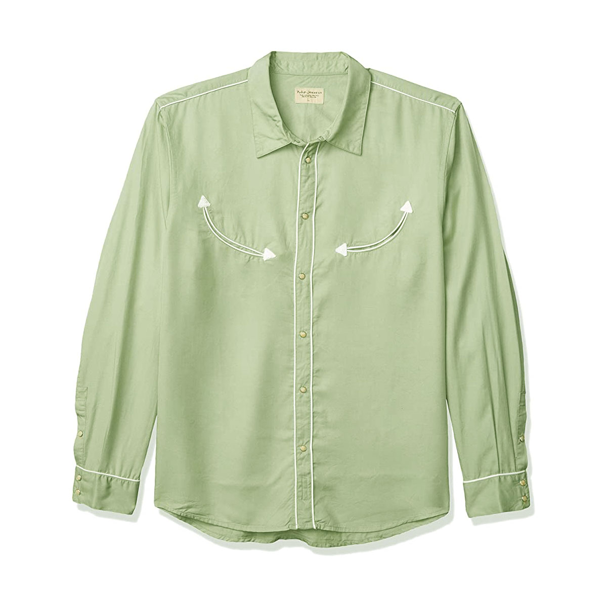̡ǥ 󥷥  Ź Nudie Jeans Ĺµ ܥ 奢륷 STELLAN WESTERN SHIRT 140634 G41 PALE GREEN A62B B1C C1D D6E E08F