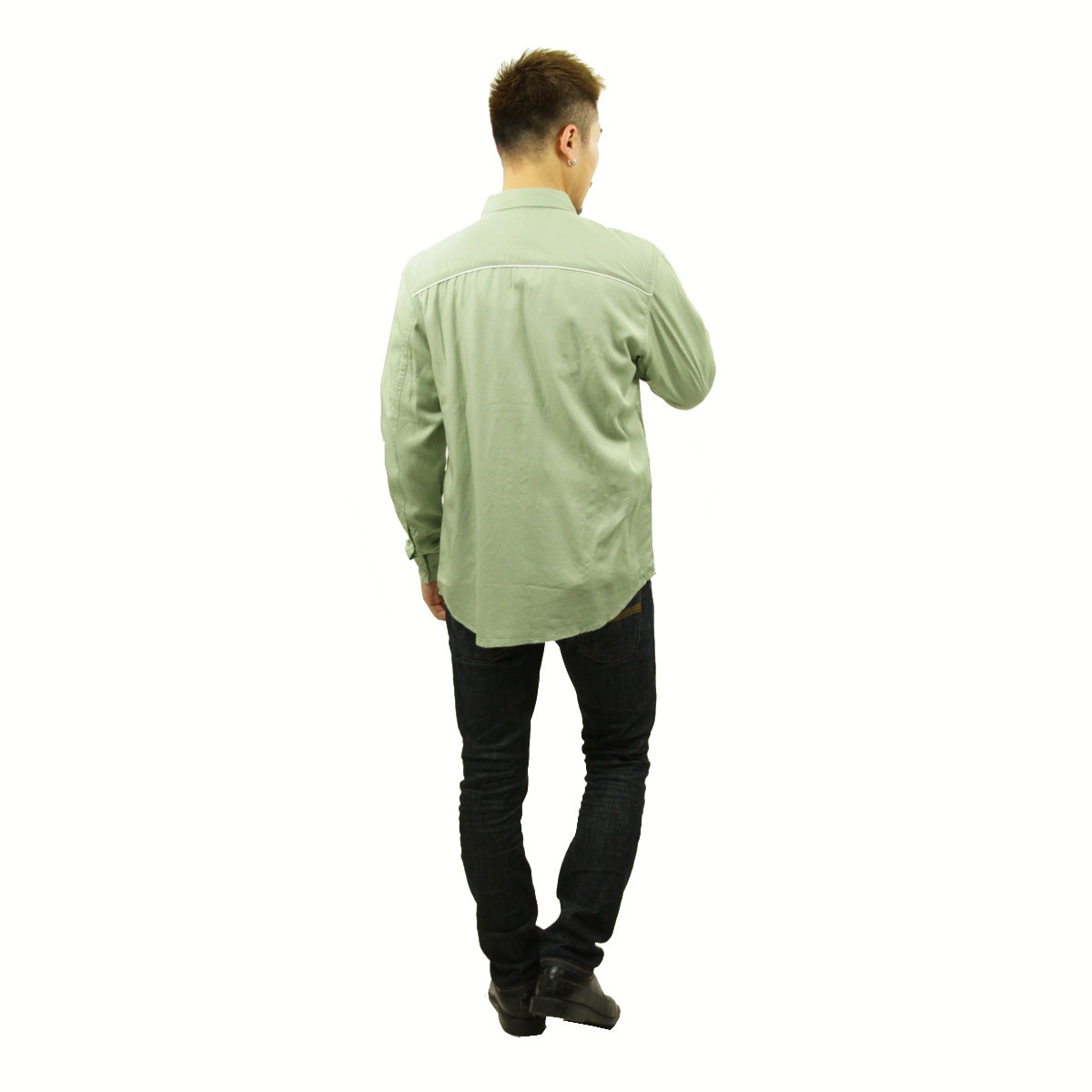 ̡ǥ 󥷥  Ź Nudie Jeans Ĺµ ܥ 奢륷 STELLAN WESTERN SHIRT 140634 G41 PALE GREEN A62B B1C C1D D6E E08F