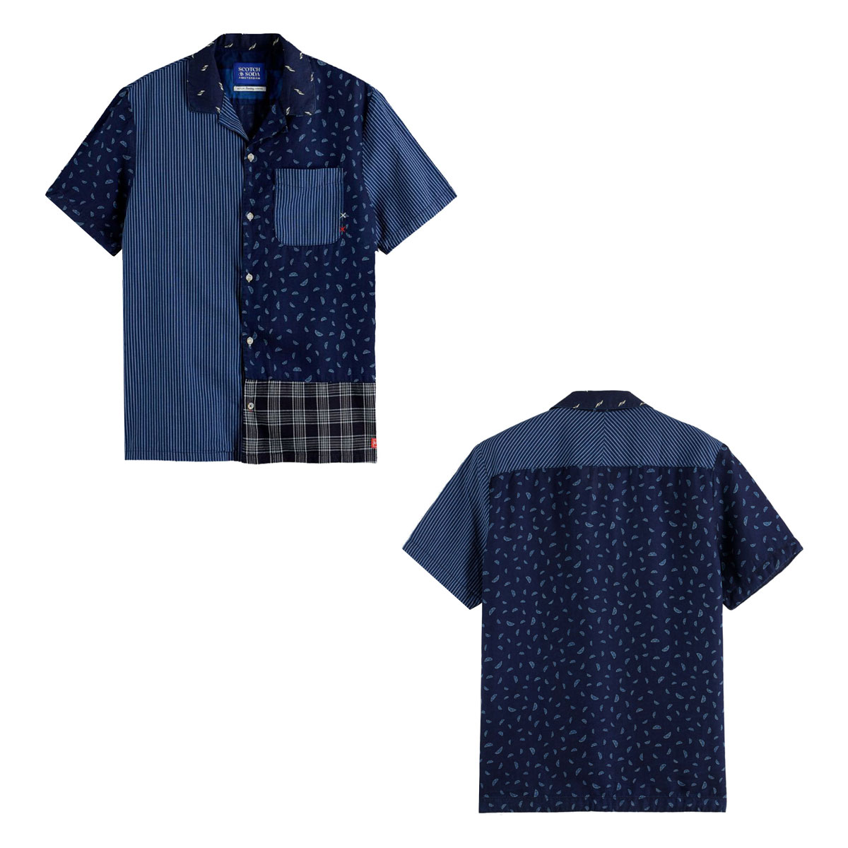 �����å�����ɥ����� ��� Ⱦµ����� ��������Ź SCOTCH��SODA ���ߥ���� �����ϥ���� SHORT SLEEVE INDIGO PATCHWORK BEACH SHIRT 173114 0729 72419 79 INDGALV A39B B1C C1D D6E E07F