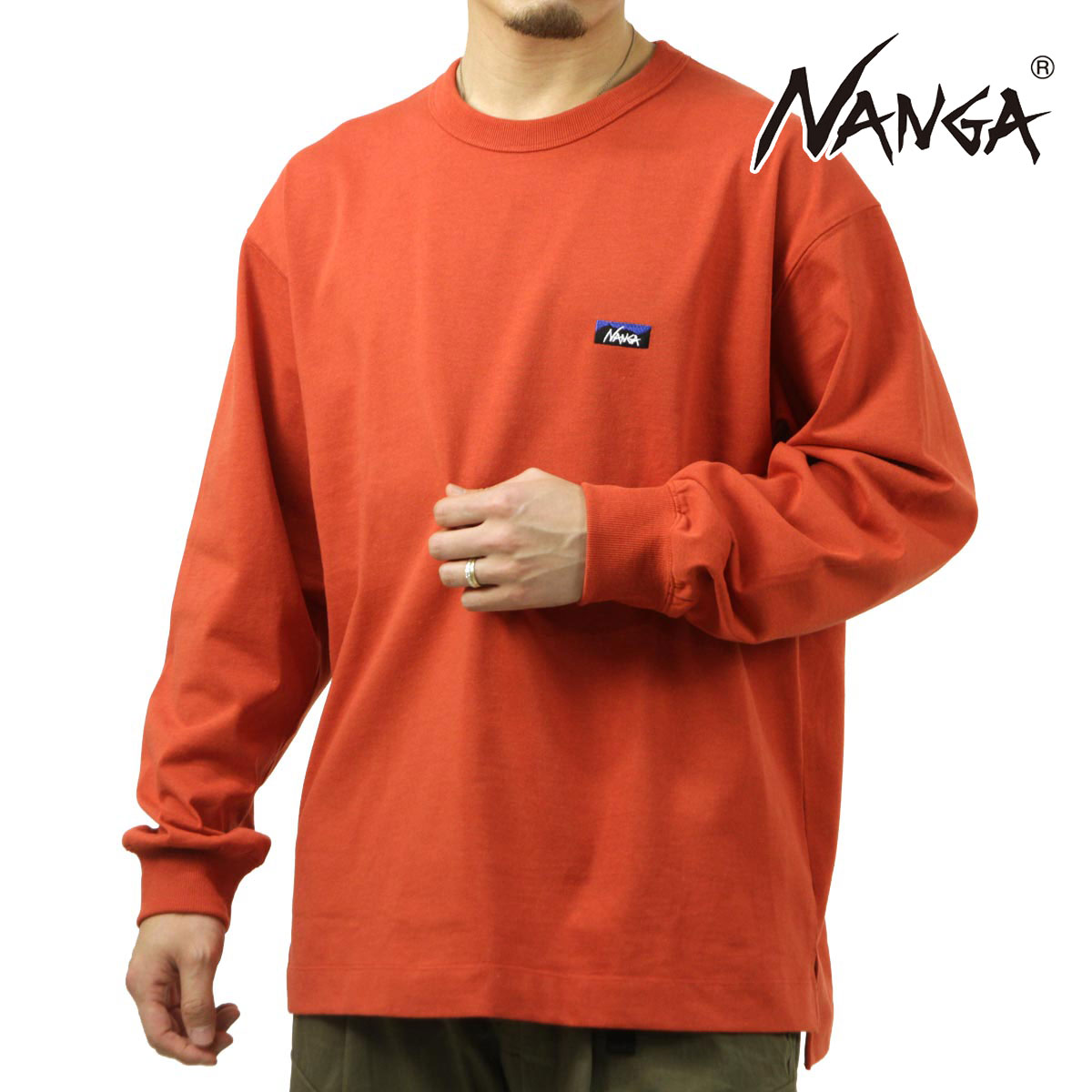 ʥ  ĹµT Ź NANGA 롼ͥå ݥ  T ECO HYBRID BOX LOGO EMBROIDERY LONG SLEEVE TEE ORANGE NW2411-1G803-A ORANGE