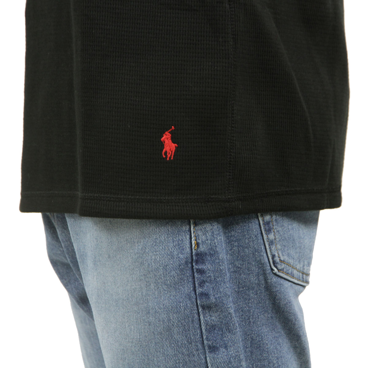�ݥ� ���ե������ ��� ĹµT����� ������ POLO RALPH LAUREN �����ޥ�T����� ��åե����� ����T FOLDED WAFFLE LONG SLEEVE CREE TEE T-SHIRT PWLC2 POLO BLACK / RL2000 RED LOGO