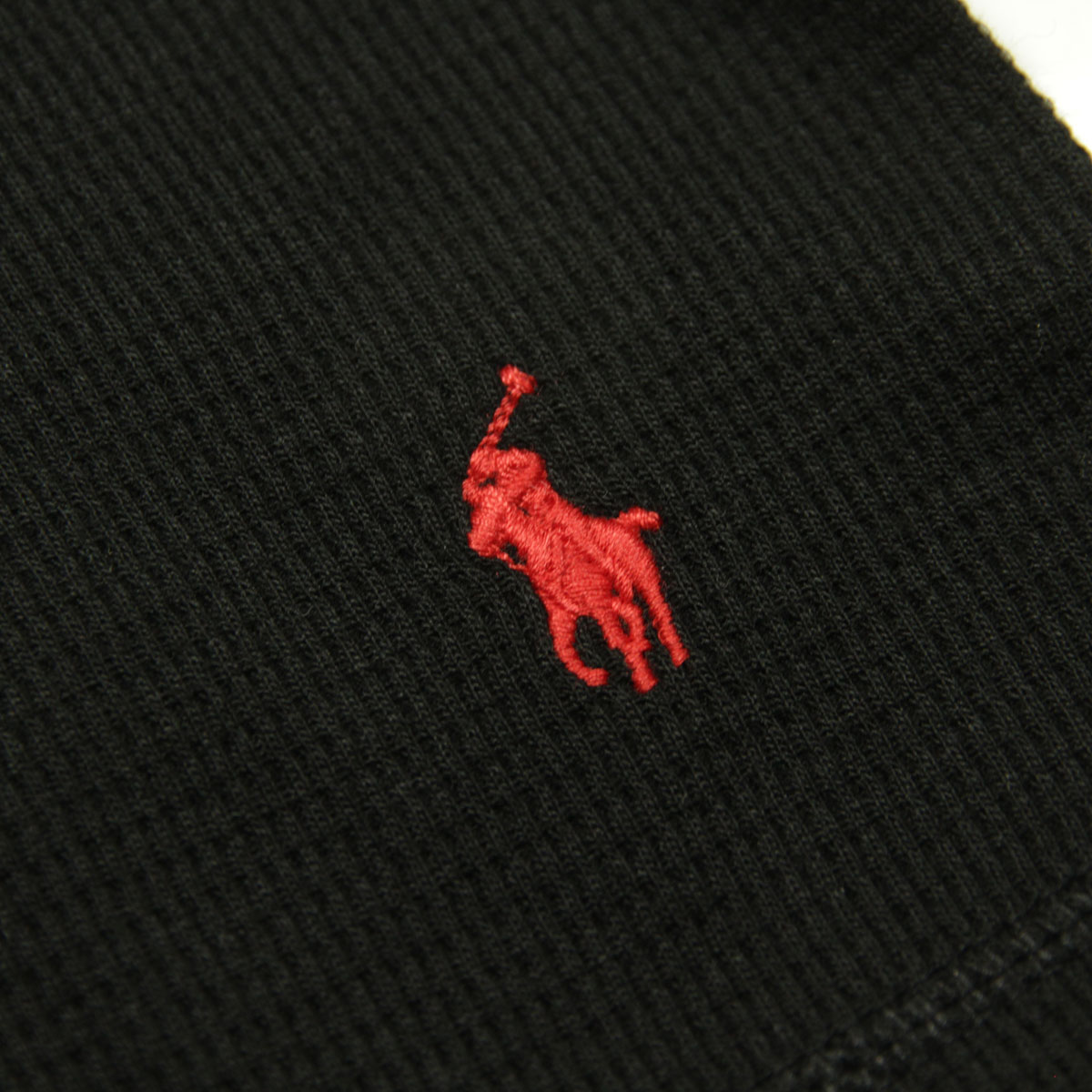 �ݥ� ���ե������ ��� ĹµT����� ������ POLO RALPH LAUREN �����ޥ�T����� ��åե����� ����T FOLDED WAFFLE LONG SLEEVE CREE TEE T-SHIRT PWLC2 POLO BLACK / RL2000 RED LOGO