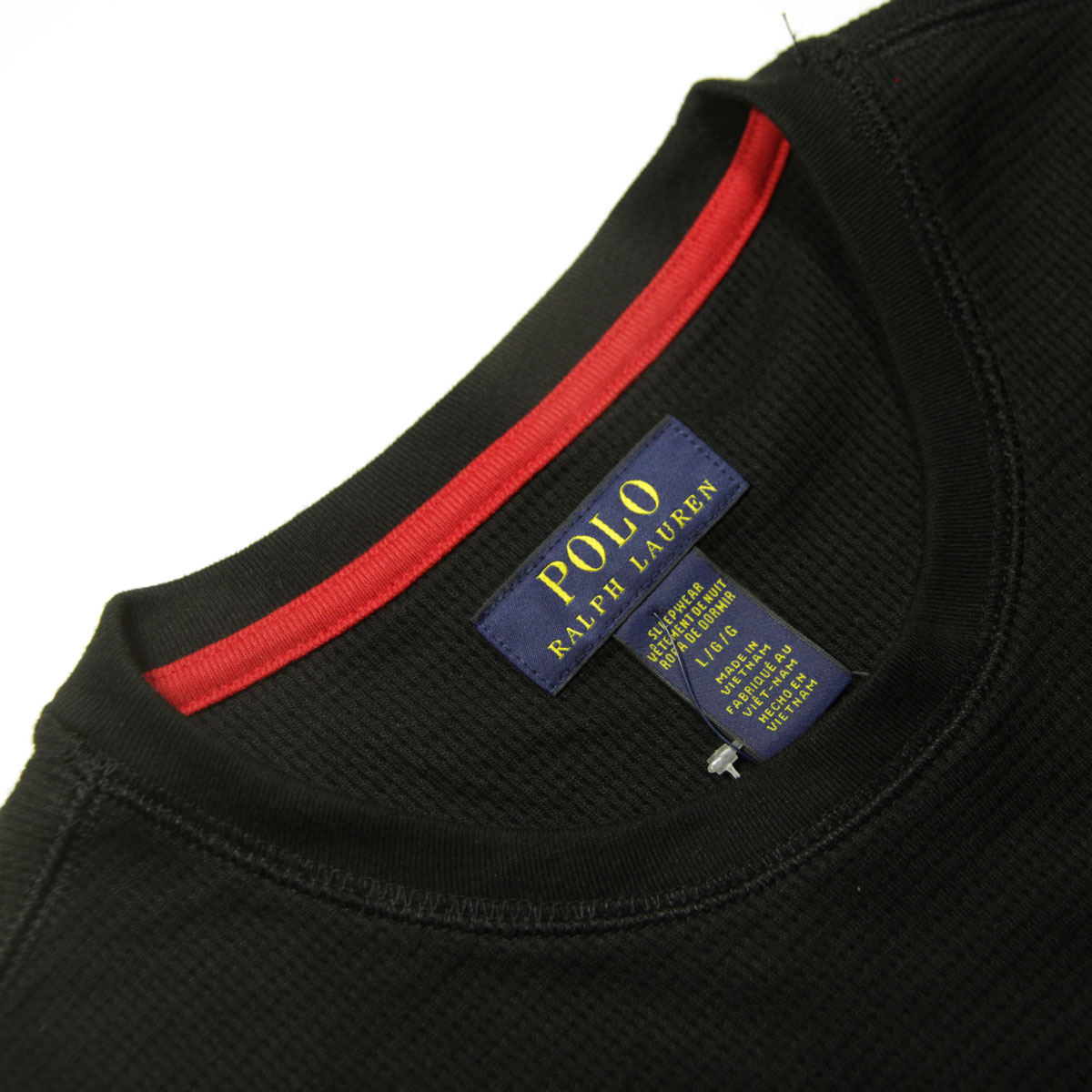 �ݥ� ���ե������ ��� ĹµT����� ������ POLO RALPH LAUREN �����ޥ�T����� ��åե����� ����T FOLDED WAFFLE LONG SLEEVE CREE TEE T-SHIRT PWLC2 POLO BLACK / RL2000 RED LOGO