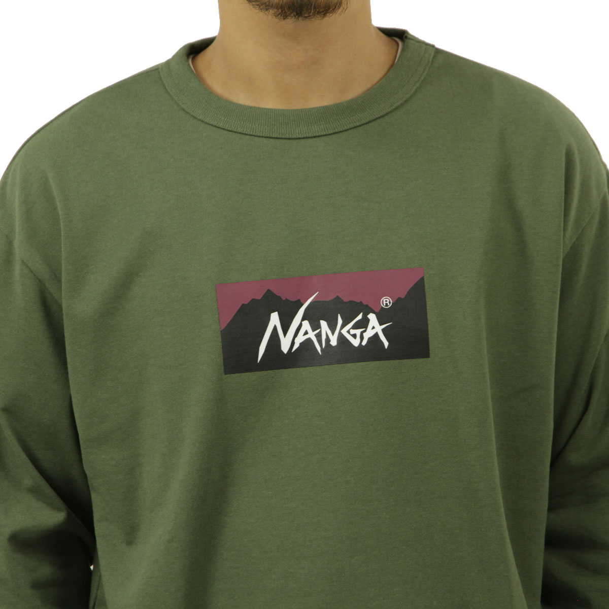 �ʥ� ��� ĹµT����� ��������Ź NANGA ���롼�ͥå� ���� ����T ECO HYBRID BOX LOGO LONG SLEEVE TEE NW2431-1E150 GRN GREEN